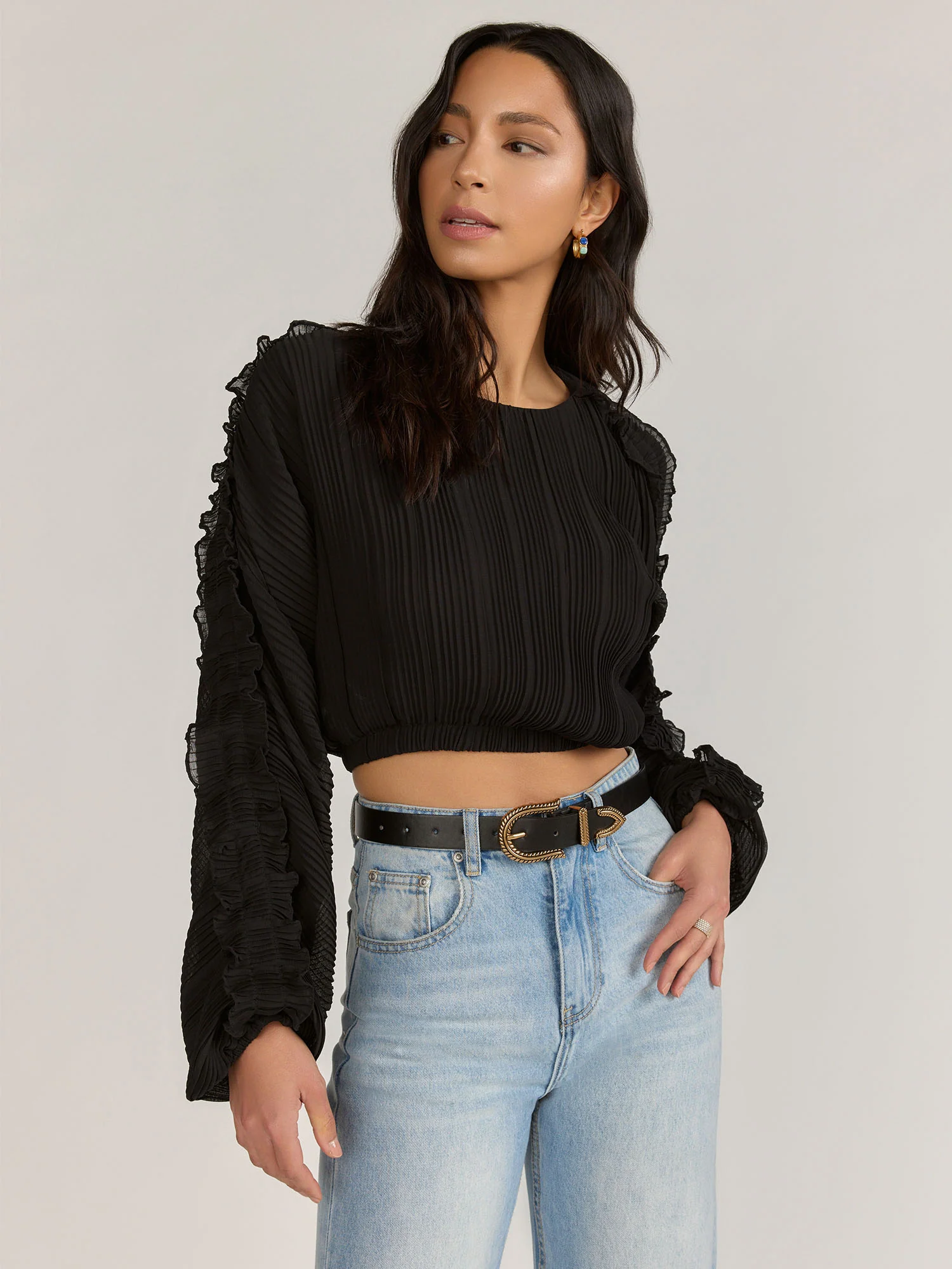 English Factory Long Sleeve Ruffle Detail Top - Brands We Love