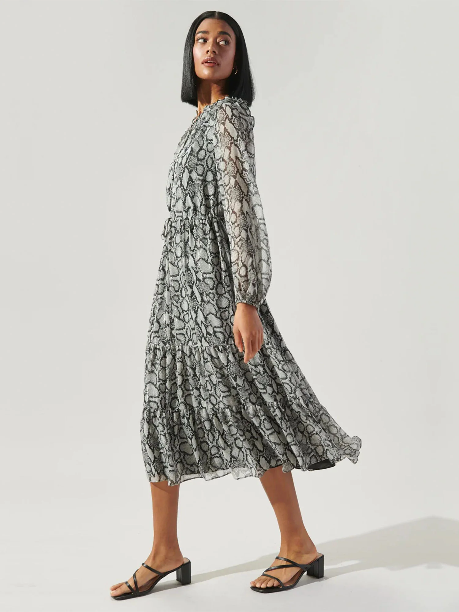 Sugarlips Long Sleeve Snake Print Midi Dress - Brands We Love - Image 3
