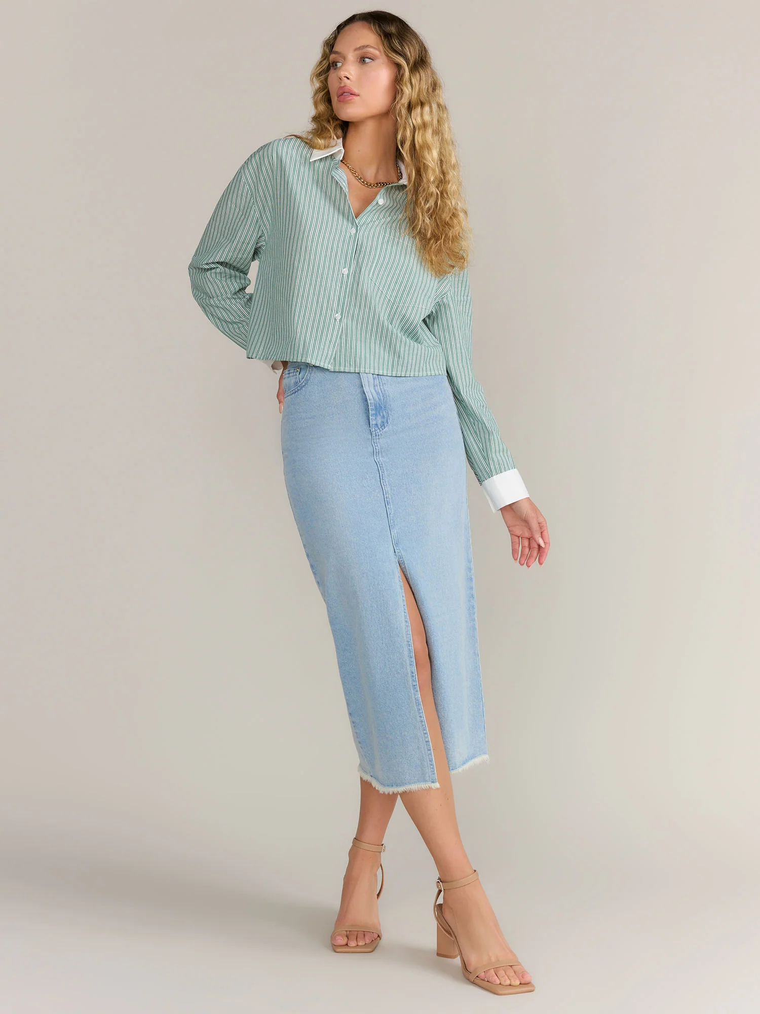 Mustard Seed Long Sleeve Striped Crop Shirt - Brands We Love - Image 3