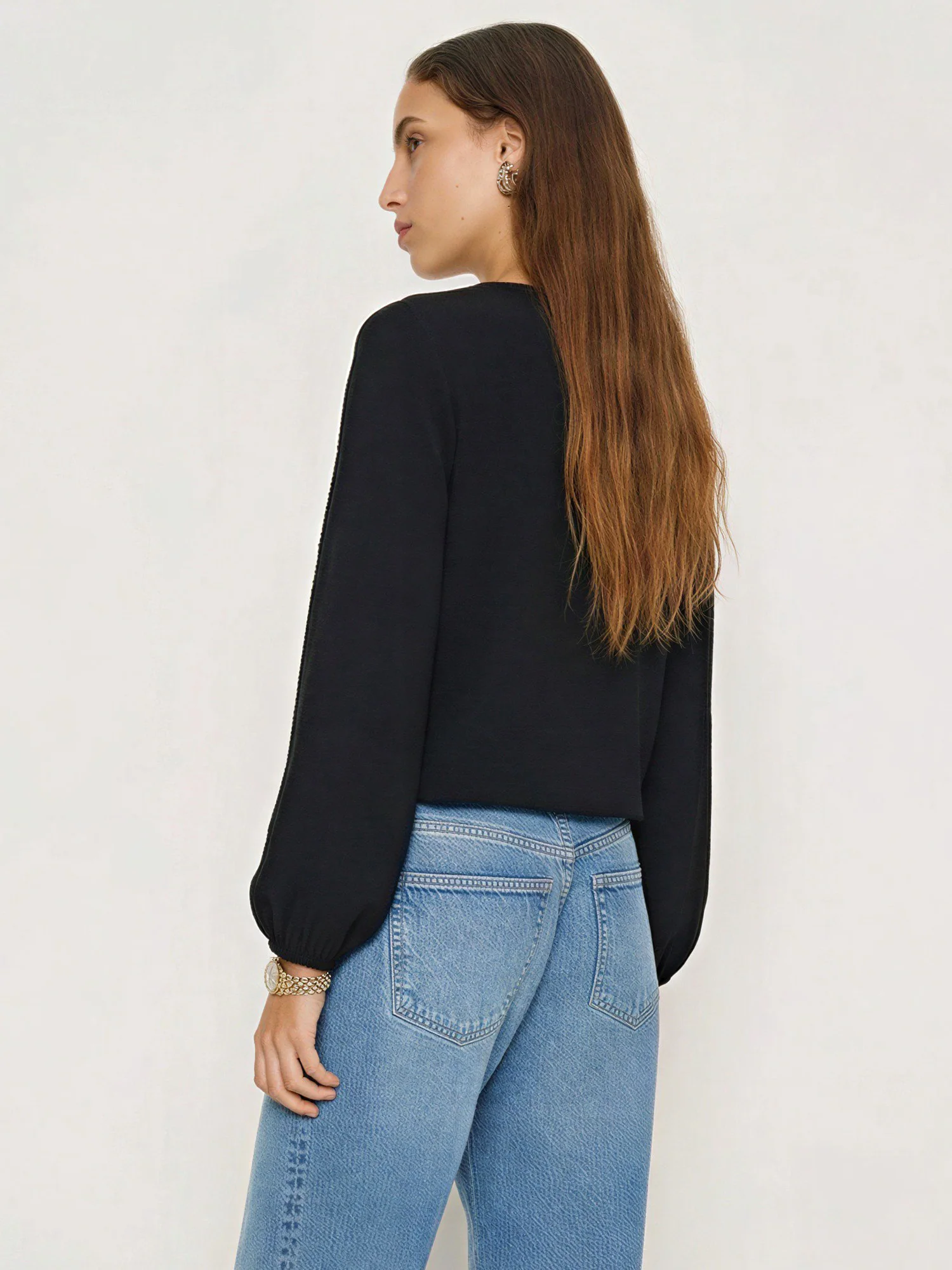 Long Sleeve Tie Front Blouse - Image 3