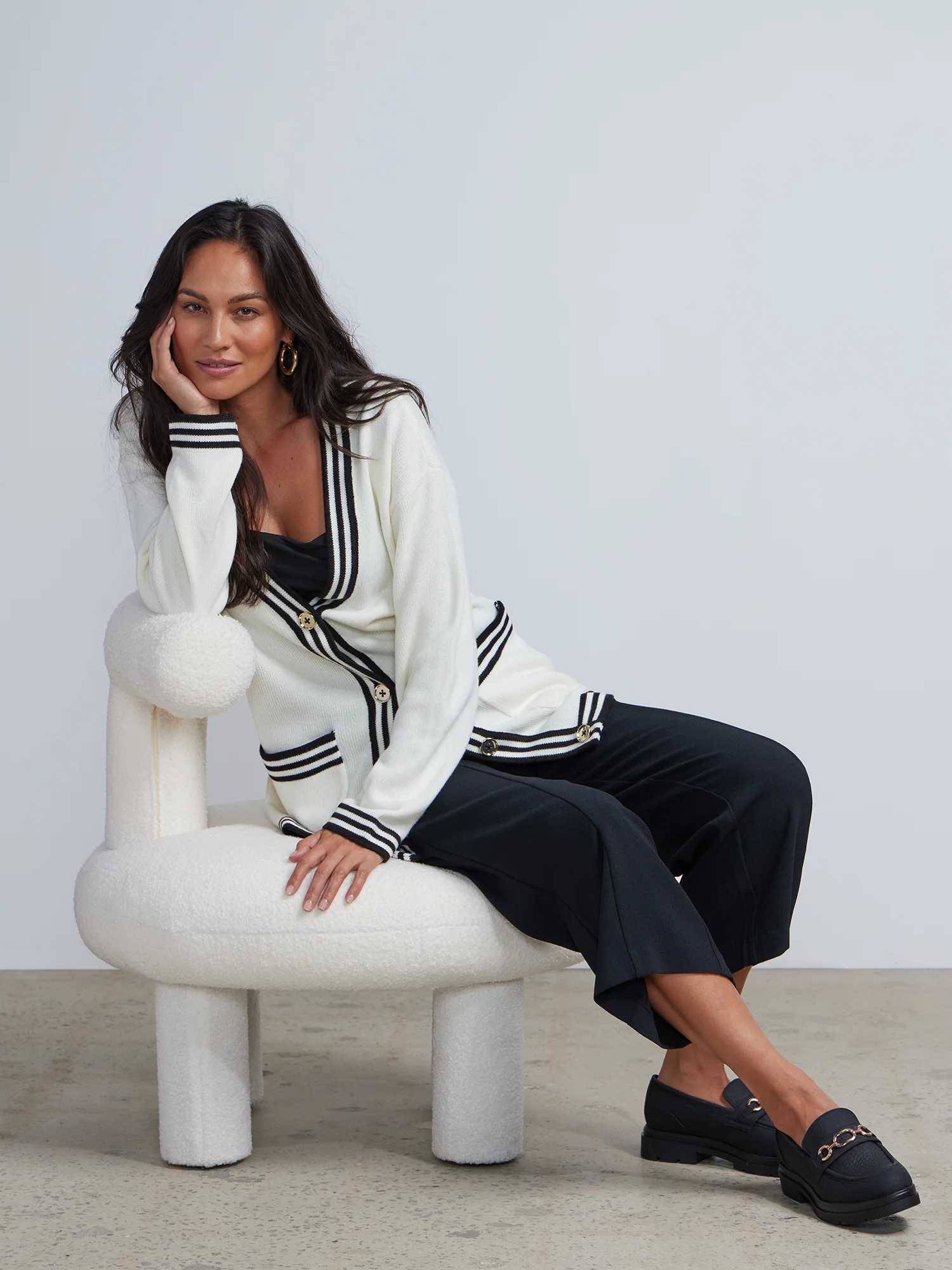 Long Sleeve Tipped Cardigan - Image 4
