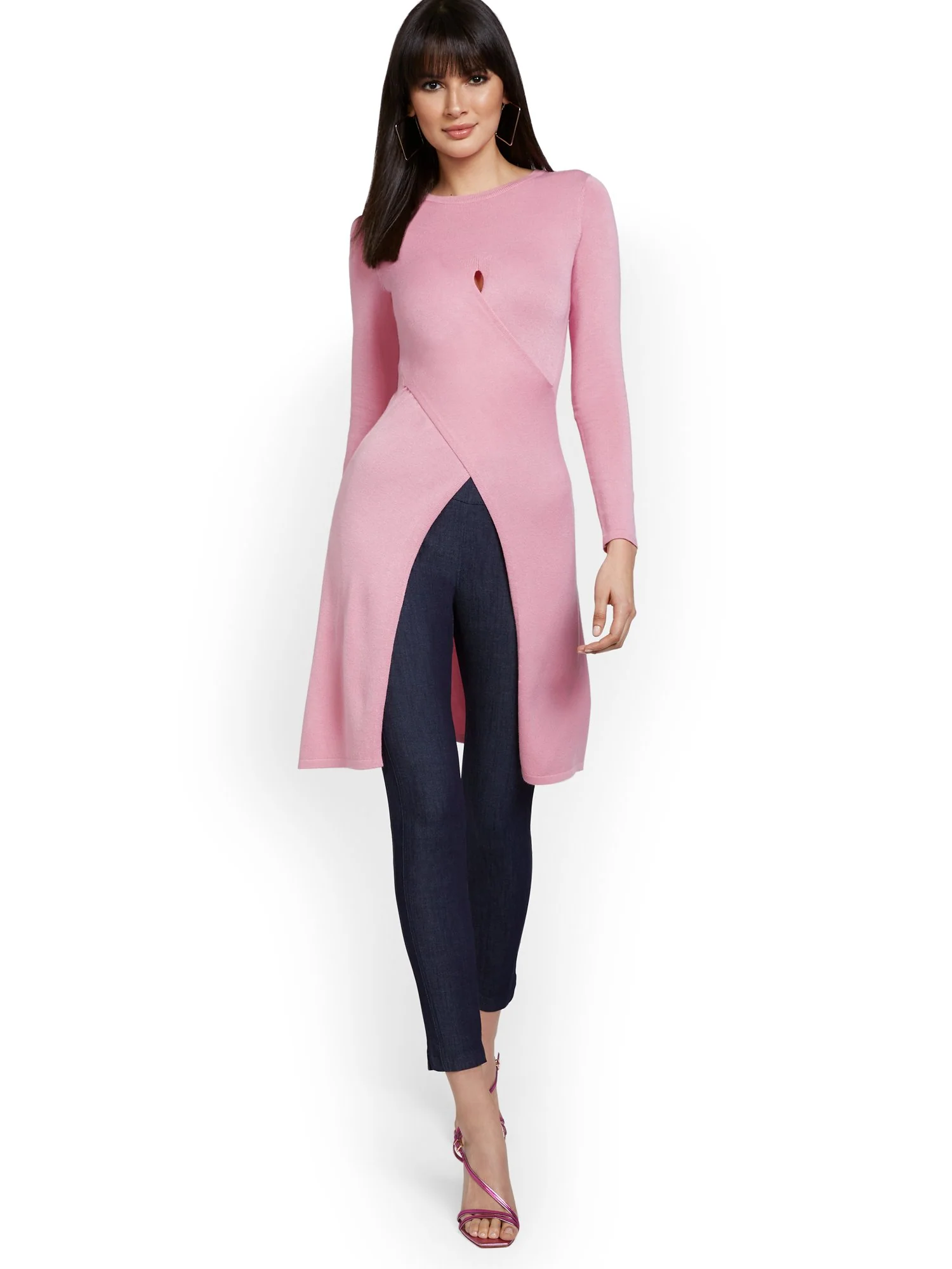 Longline Slit-Hem Pullover Sweater - Image 7