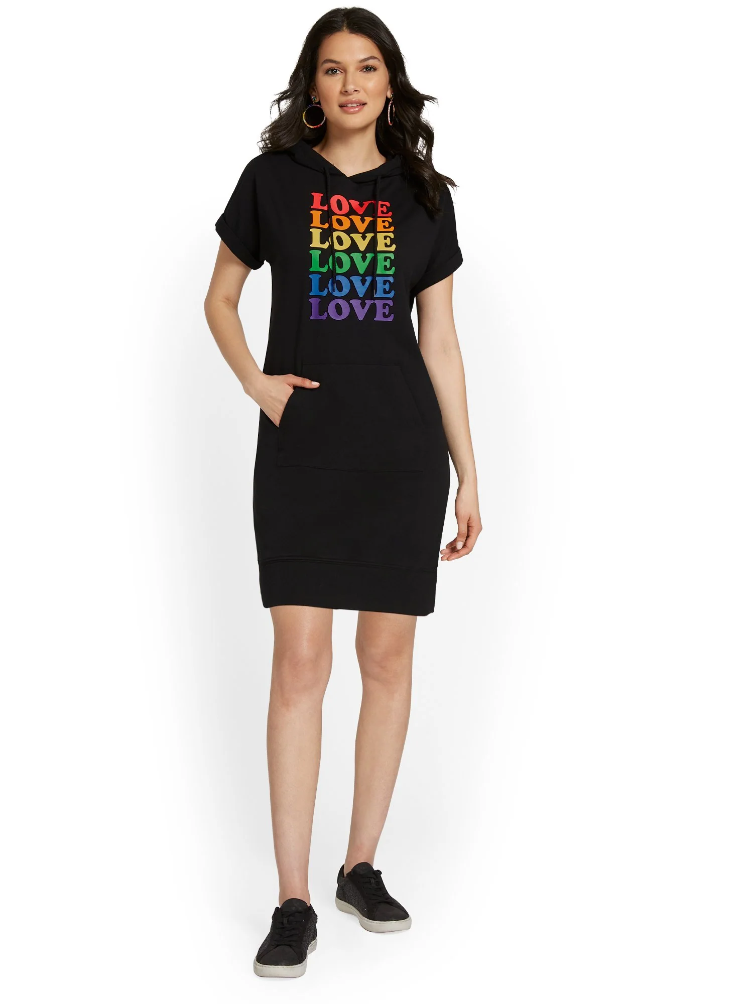 Love Graphic French Terry Hoodie Dress - Image 5