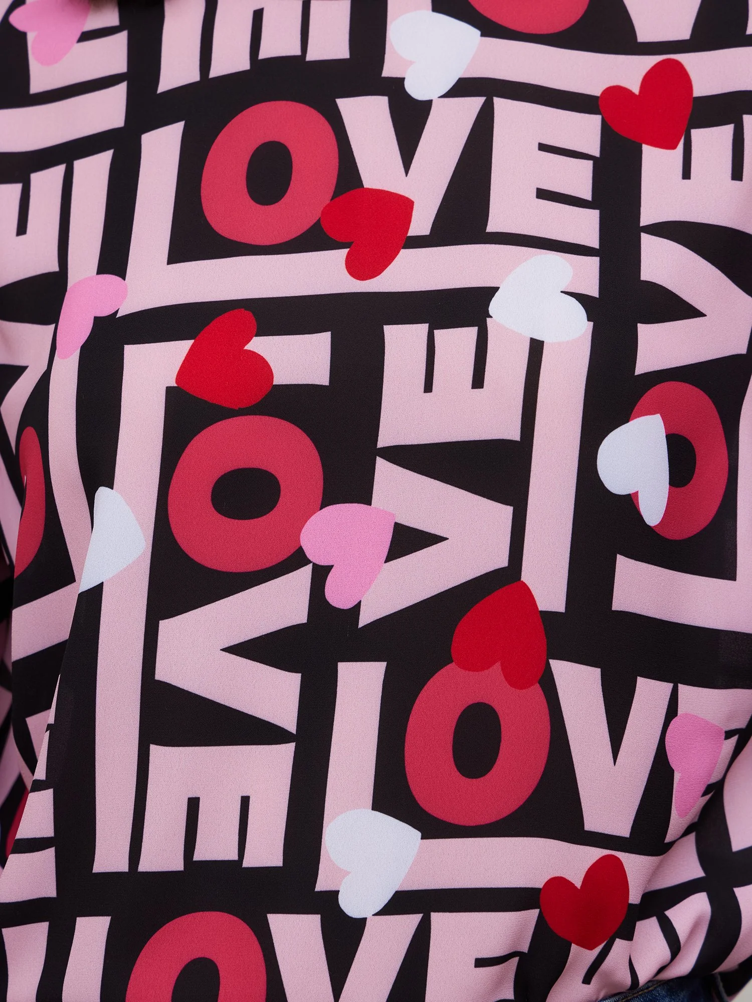 Love-Print Kimono-Sleeve Blouse - Image 3