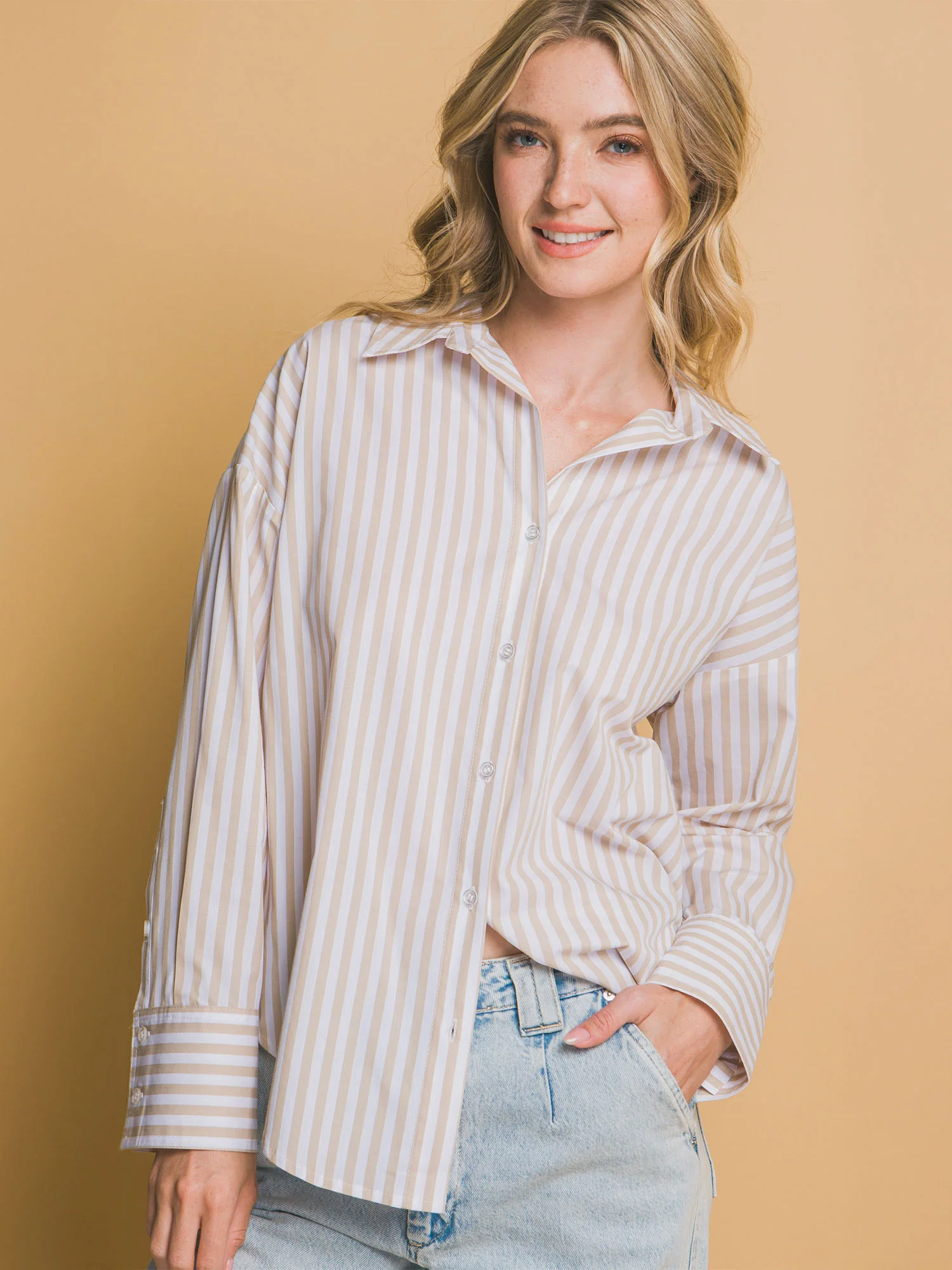 Stretch Cotton Striped Button Down Shirt - Image 5