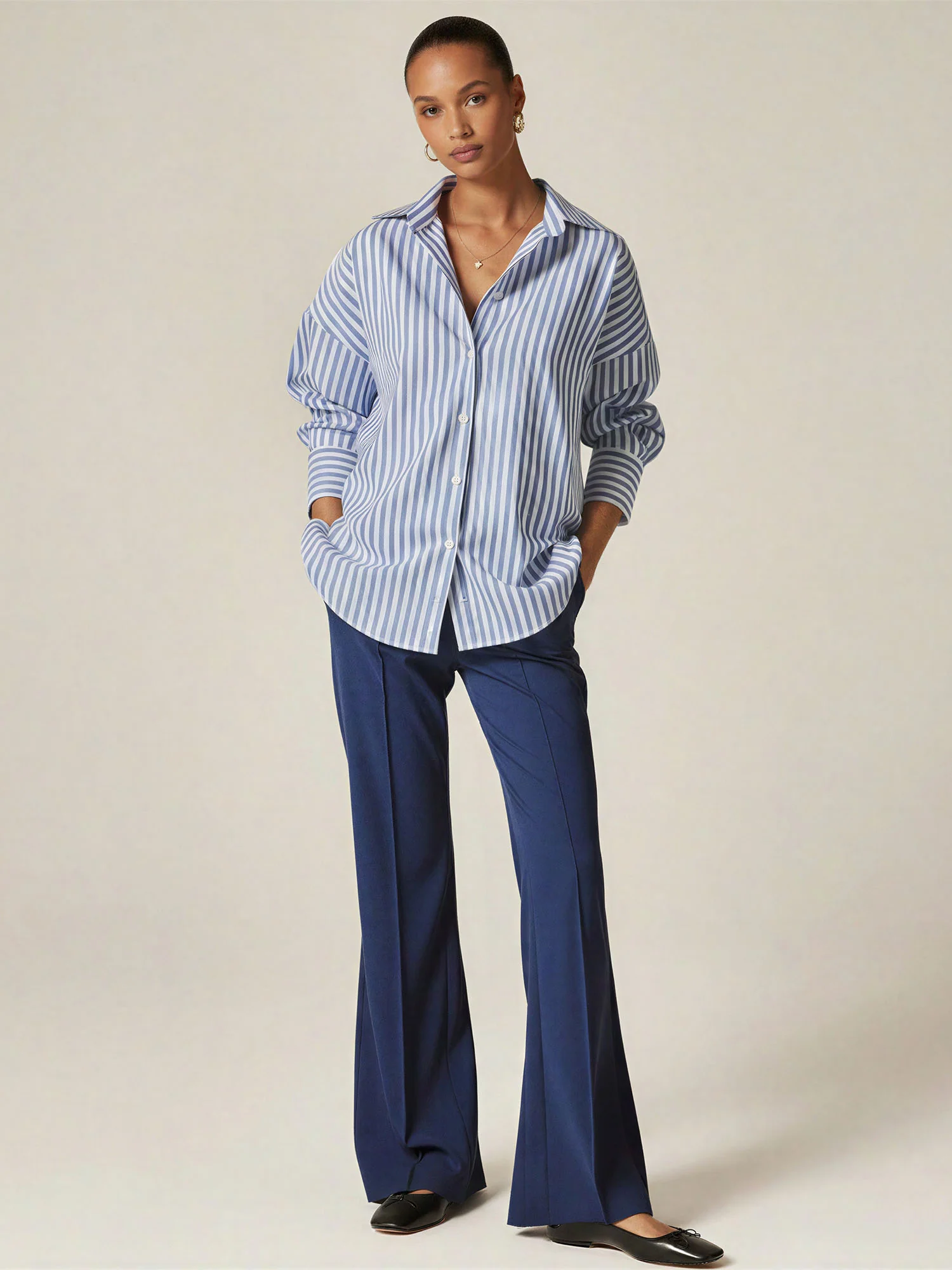 Stretch Cotton Striped Button Down Shirt - Image 8