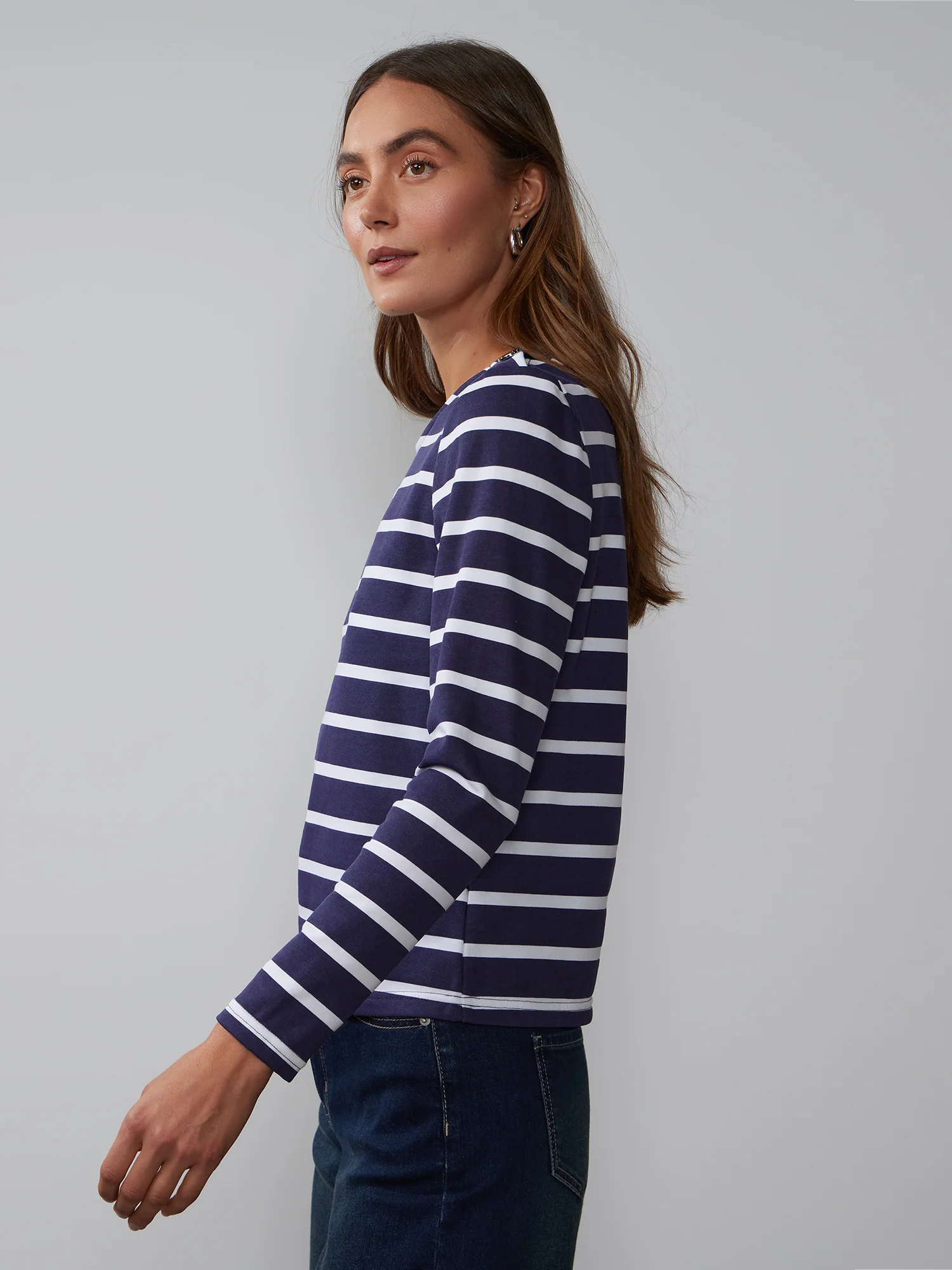 Long Sleeve Button Shoulder Striped Top - Image 17