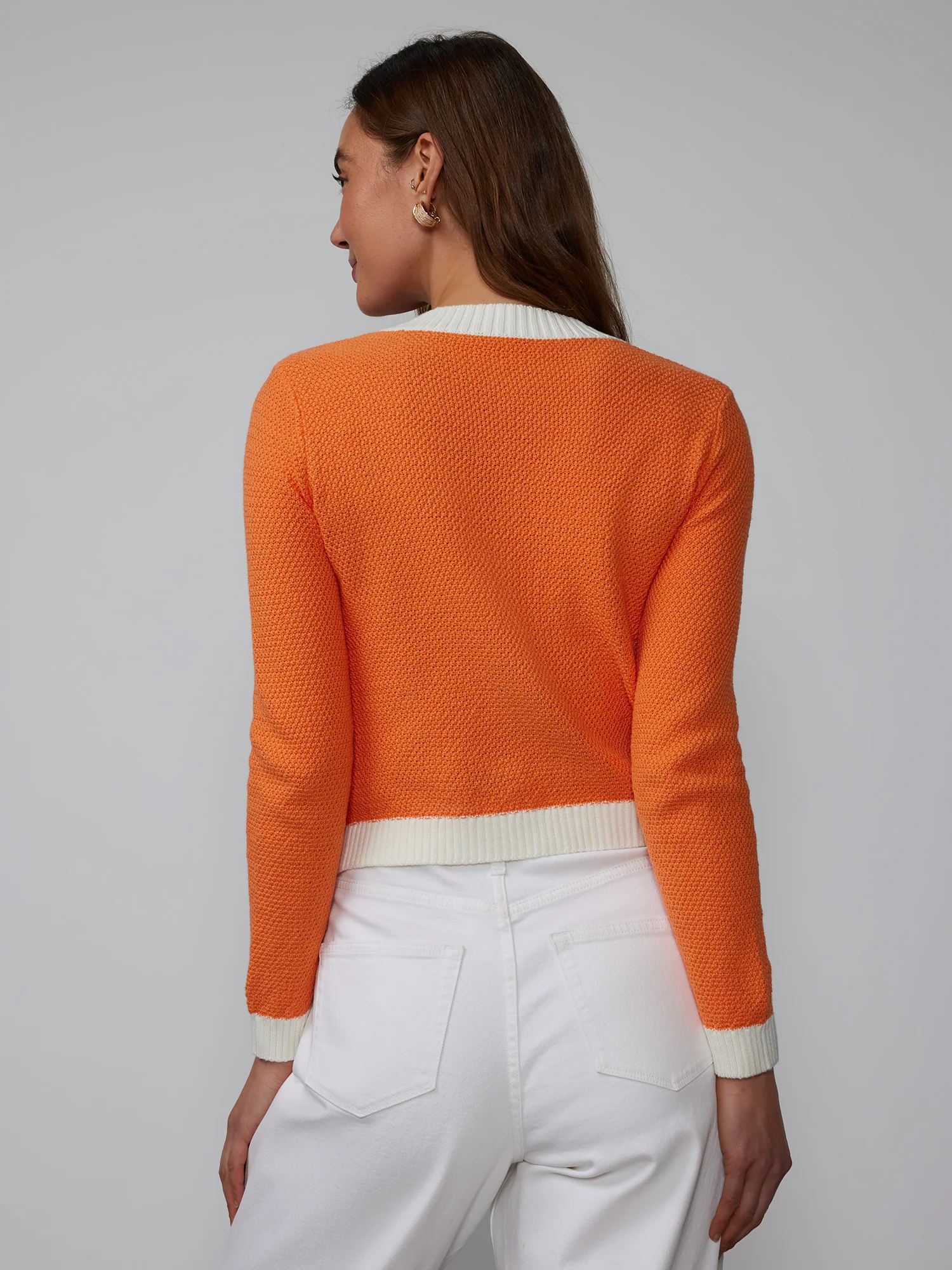 Long Sleeve Cable Gold Button Cardigan - Image 8