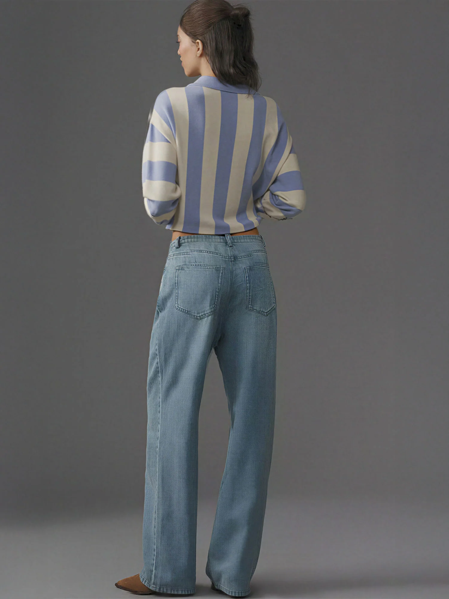 Collared Stripe Button Front Cardigan - Image 3
