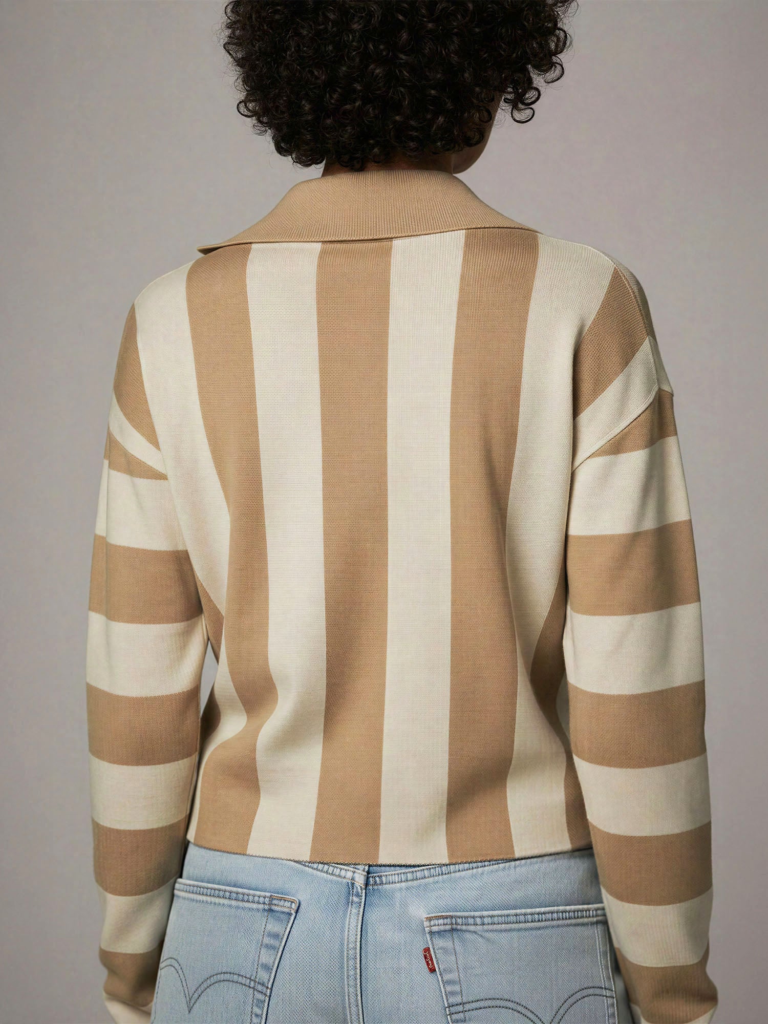 Collared Stripe Button Front Cardigan - Image 6