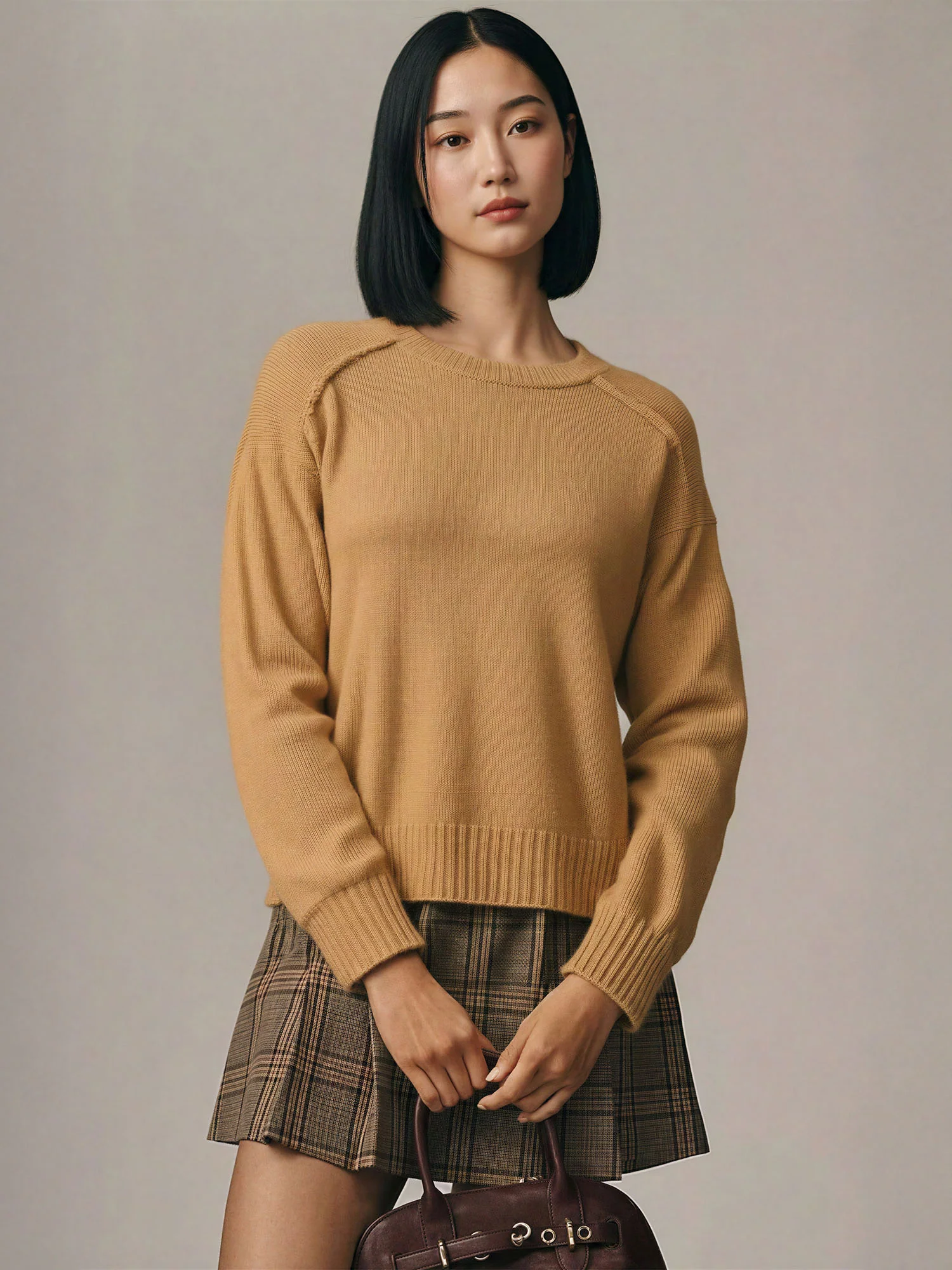 Crew Neck Seam Detail Sweater - Image 3