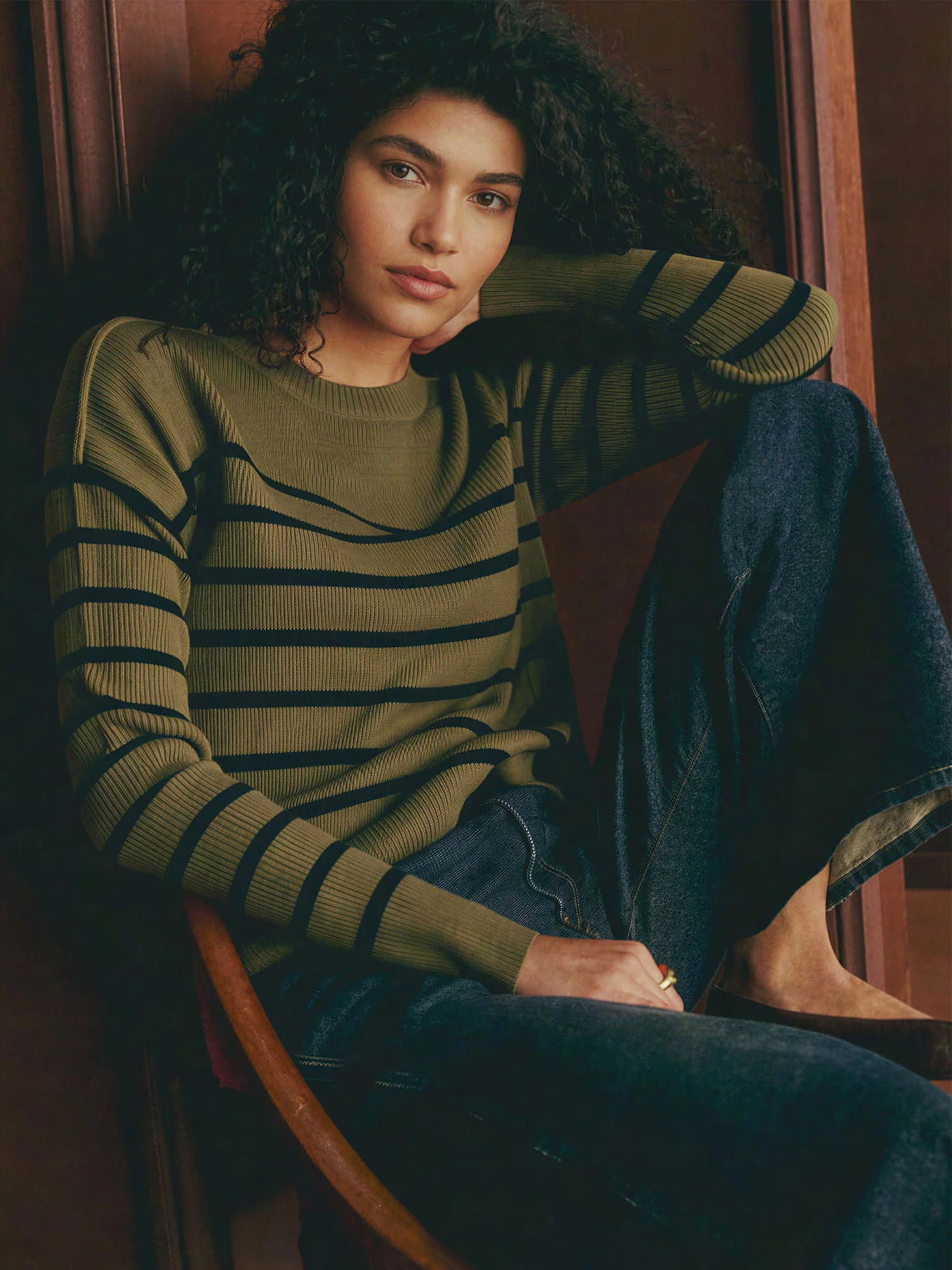 Crew Neck Stripe Sweater