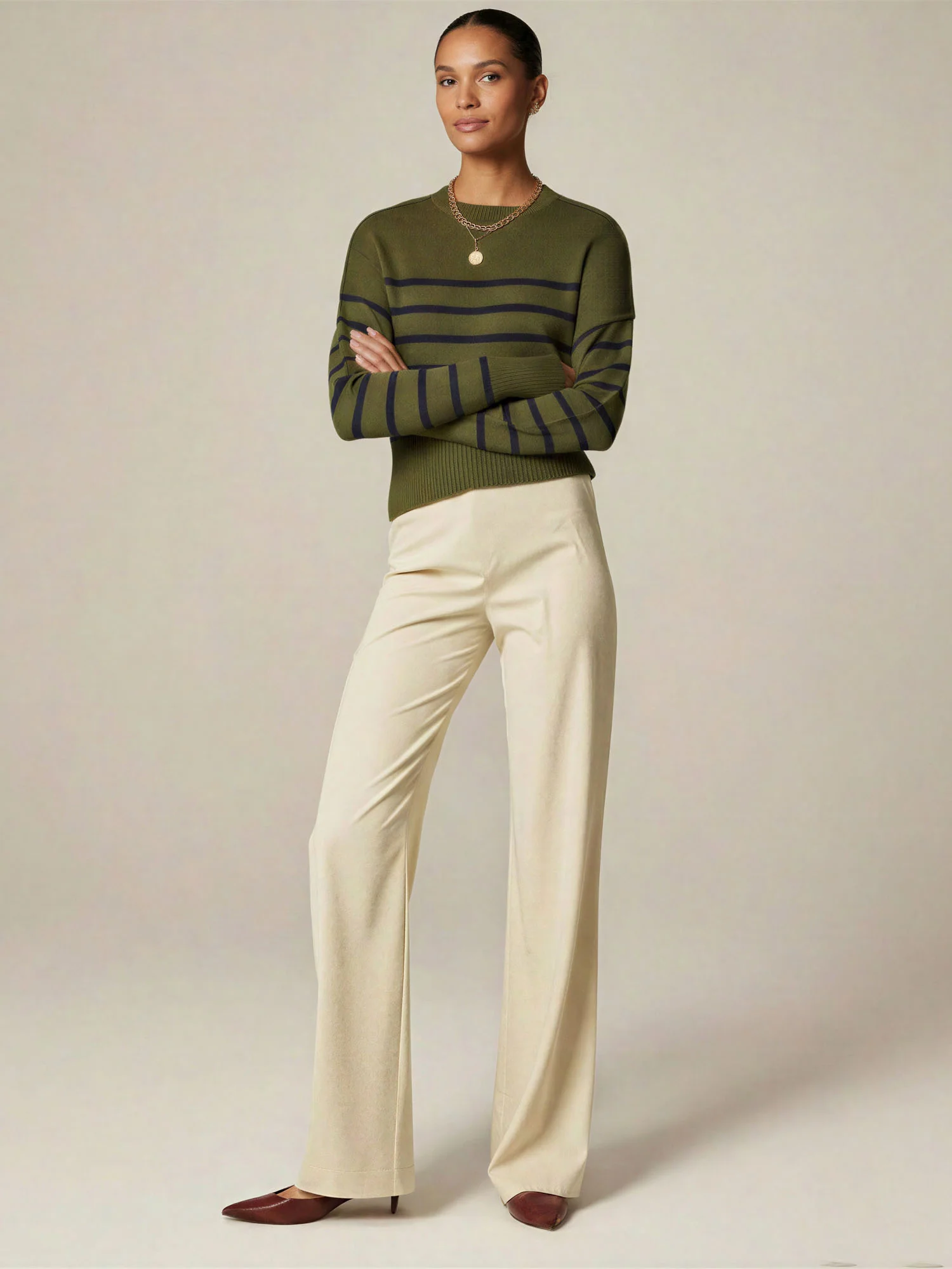 Crew Neck Stripe Sweater - Image 4