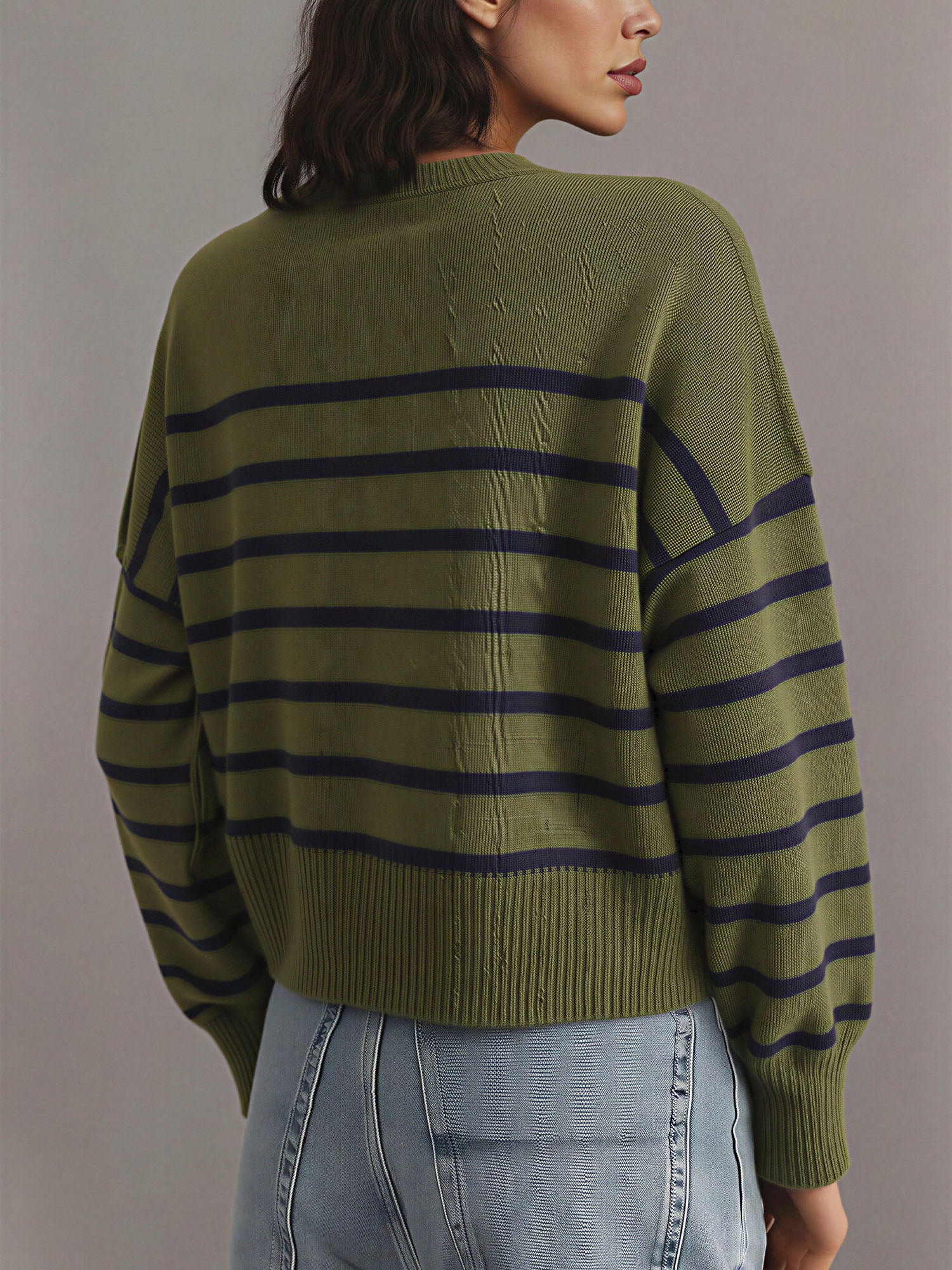 Crew Neck Stripe Sweater - Image 5