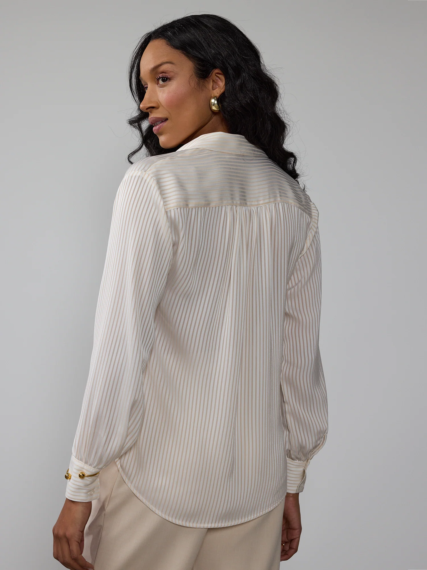 Drapey Stripe Button Down Shirt - Image 12