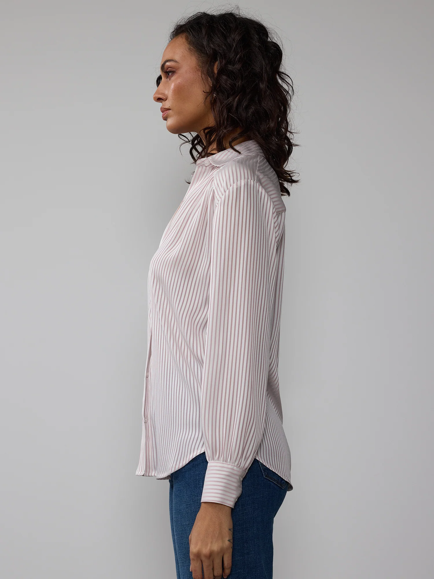 Drapey Stripe Button Down Shirt - Image 7