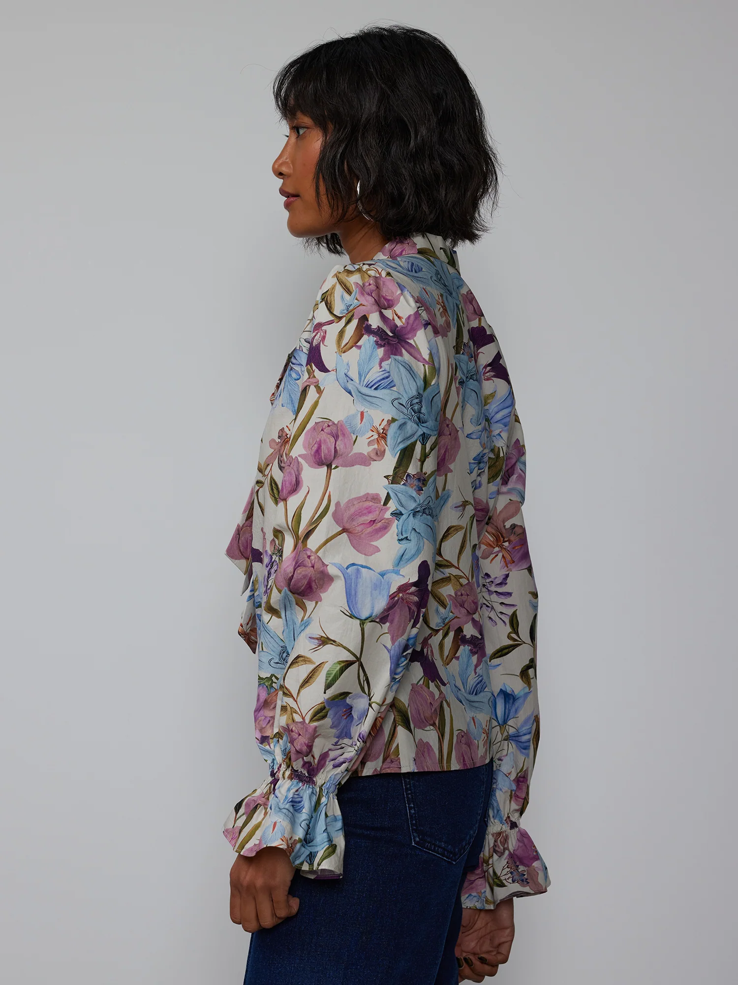 Floral Bow Neck Blouse - Image 2
