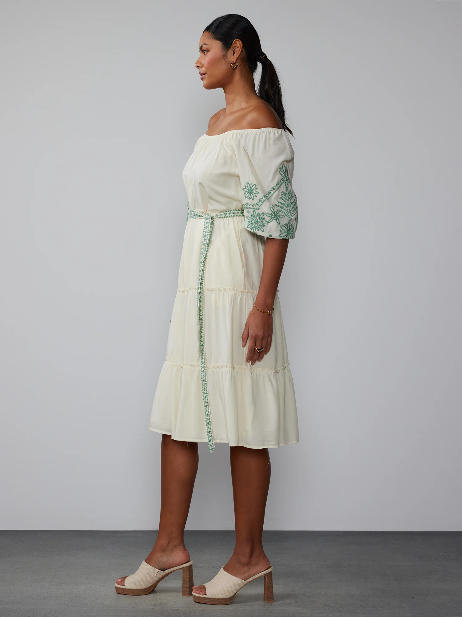 Off Shoulder Embroidered Dress - Image 2