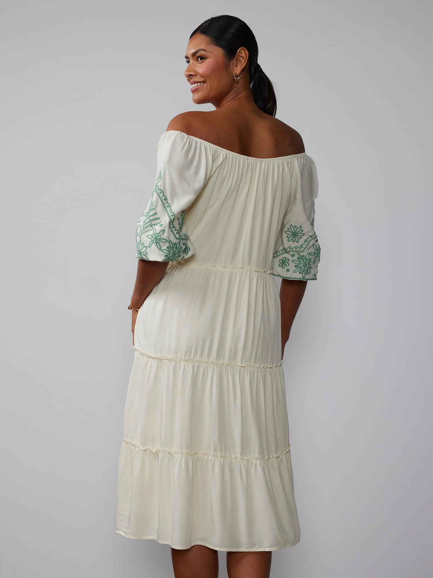 Off Shoulder Embroidered Dress - Image 3