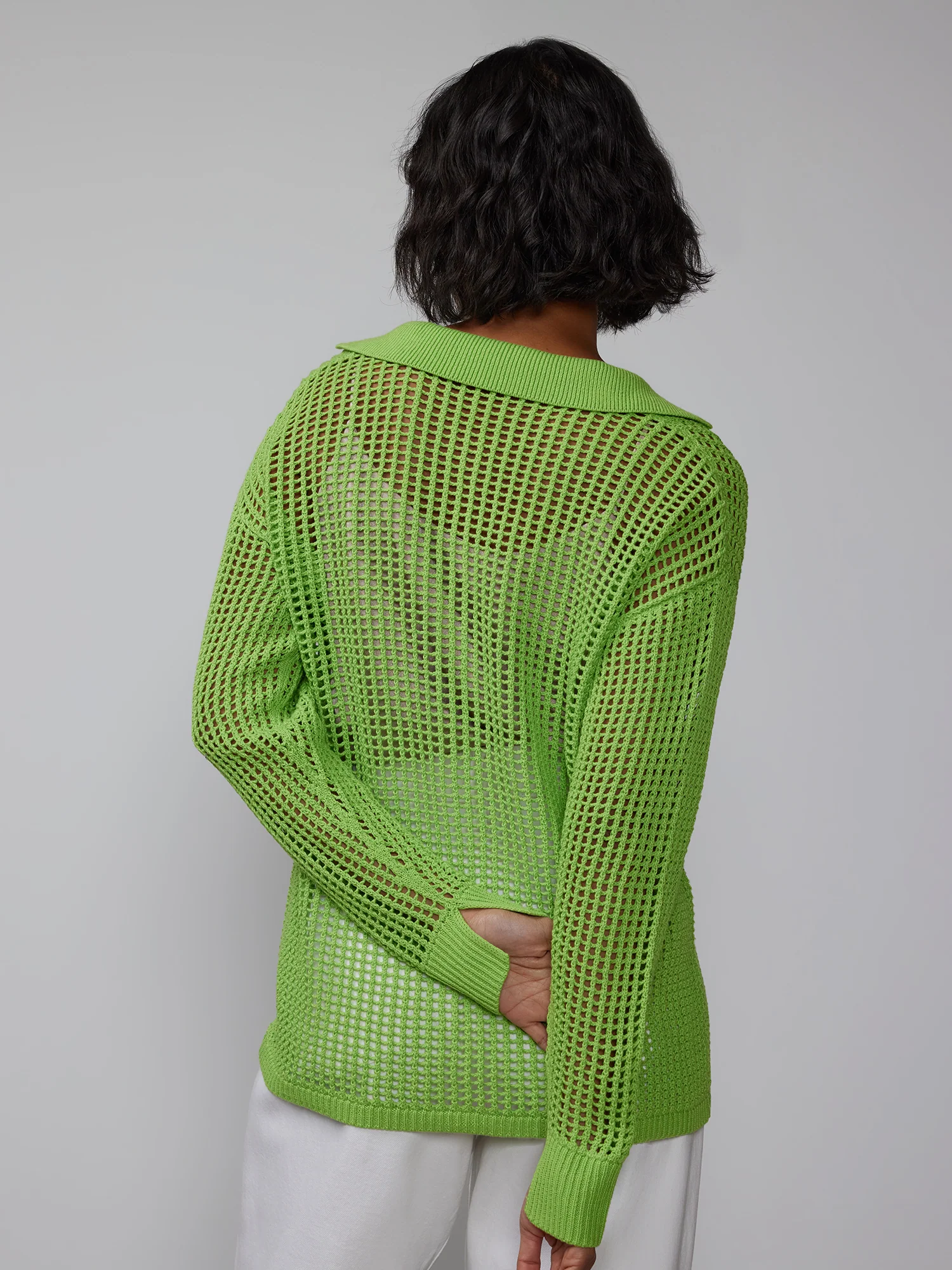 Open Stitch Collar Neck Cardigan - Image 13