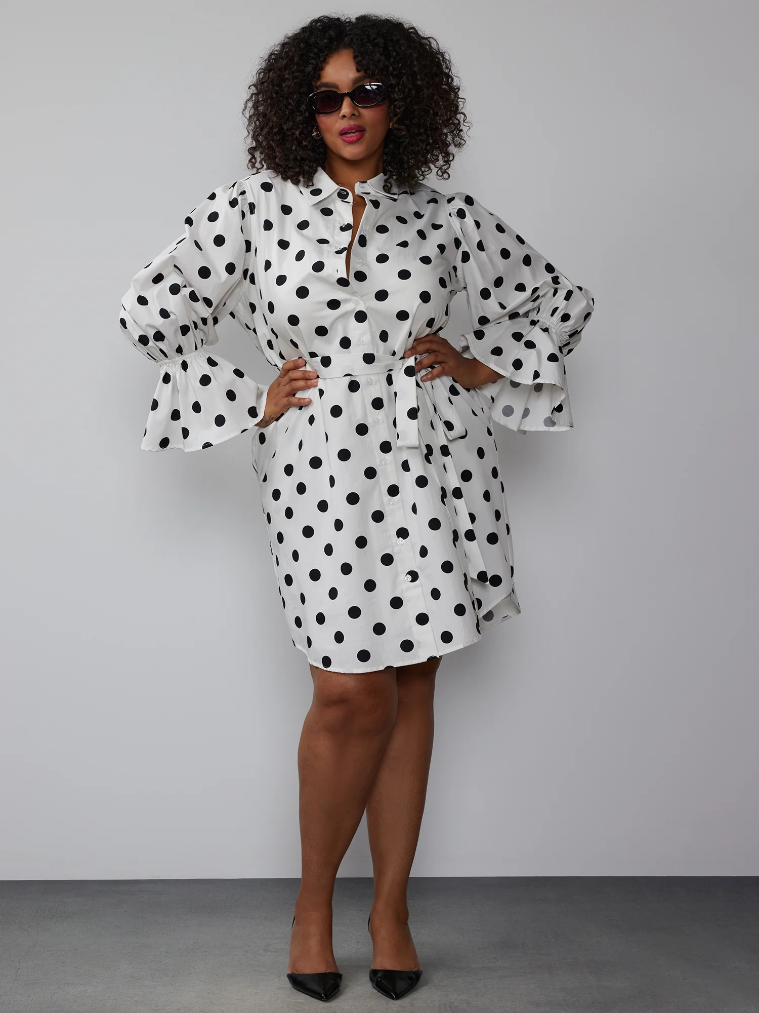Plus Polka Dot Mini Dress
