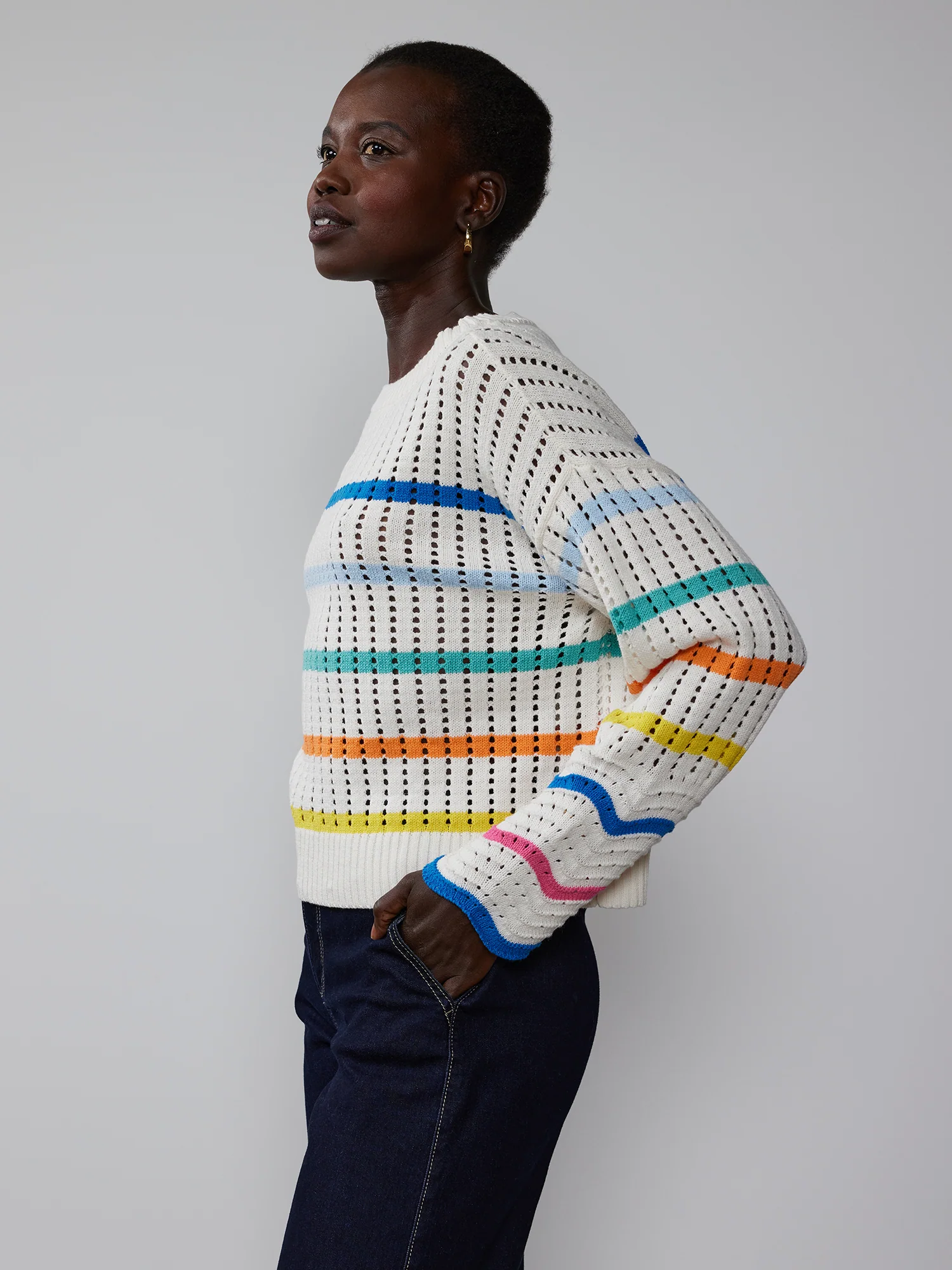 Long Sleeve Rainbow Stripe Pullover - Image 2
