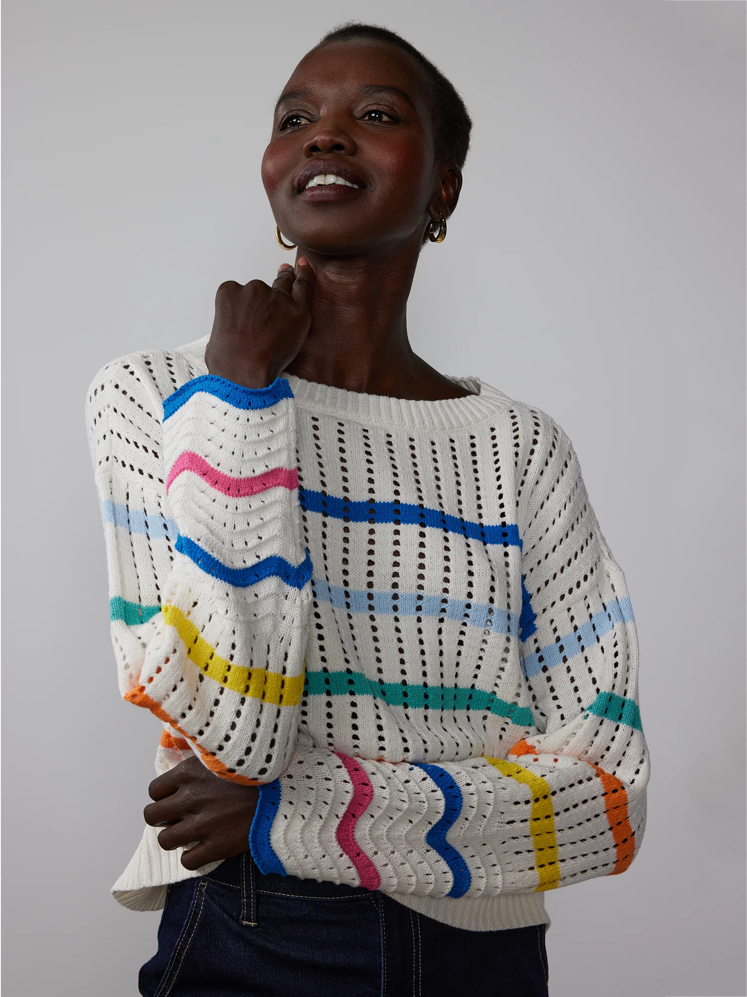 Long Sleeve Rainbow Stripe Pullover - Image 4
