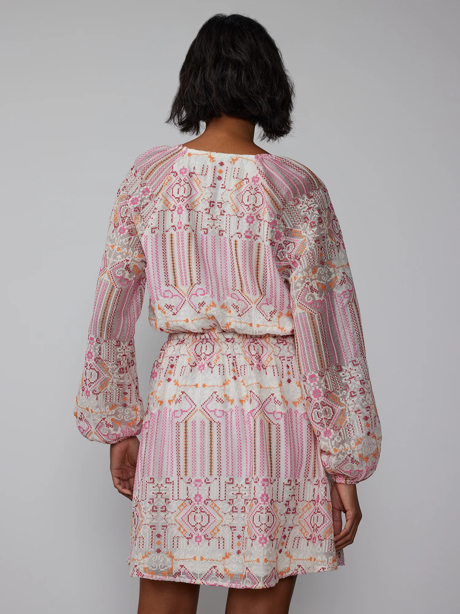 Long Sleeve Embroidered Peasant Dress - Image 3