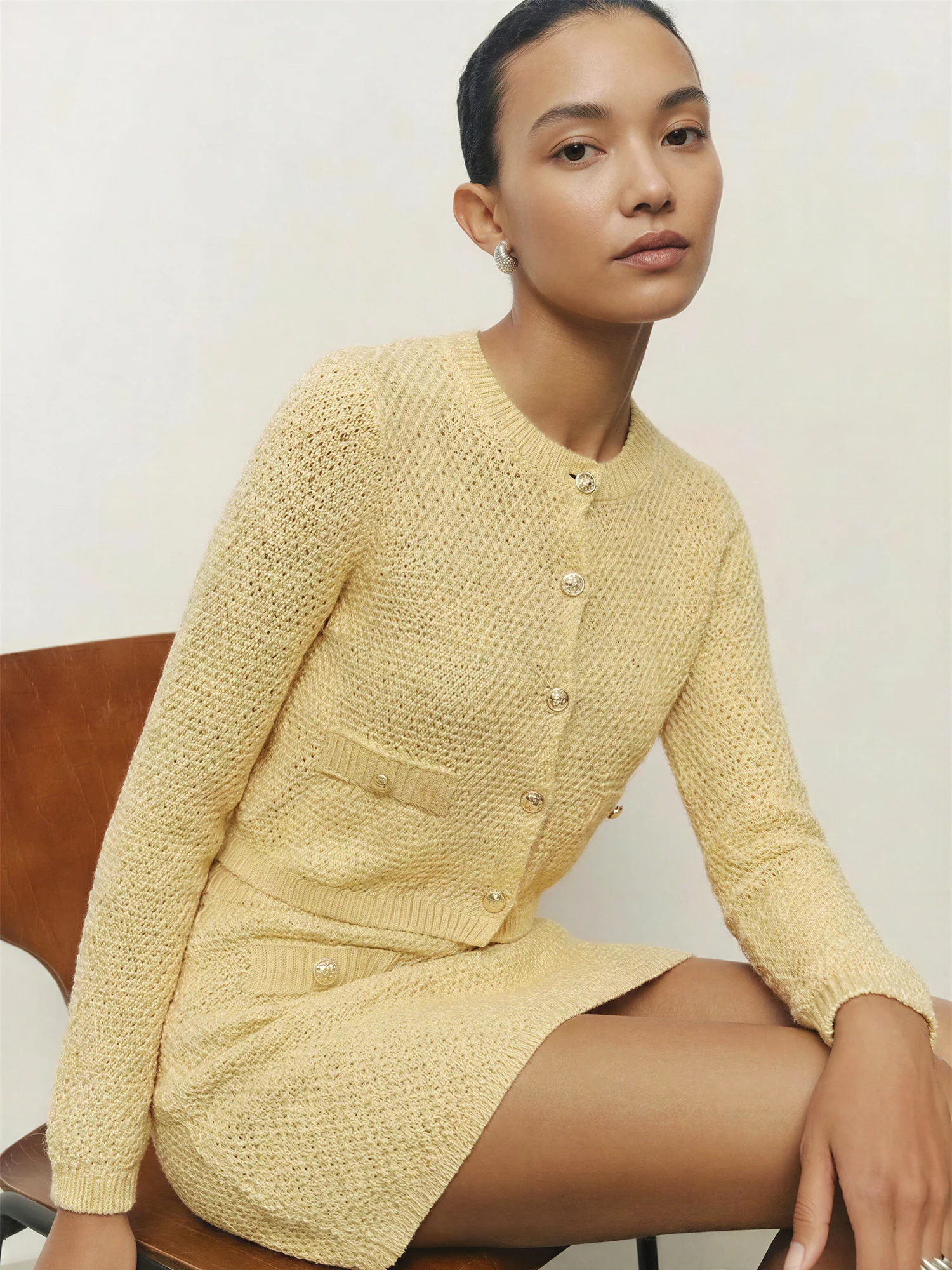 Long Sleeves Textured Knit Lady Jacket Cardigan - Image 6