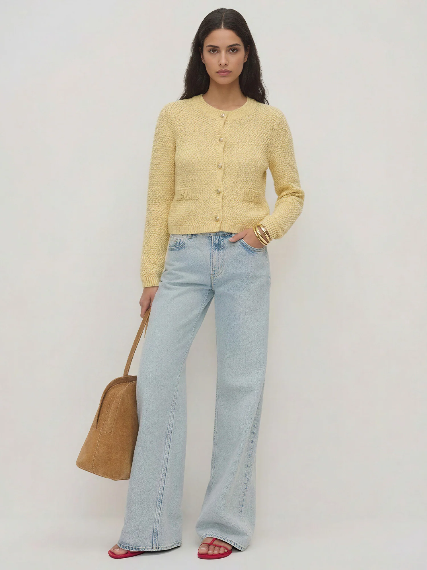 Long Sleeves Textured Knit Lady Jacket Cardigan - Image 7