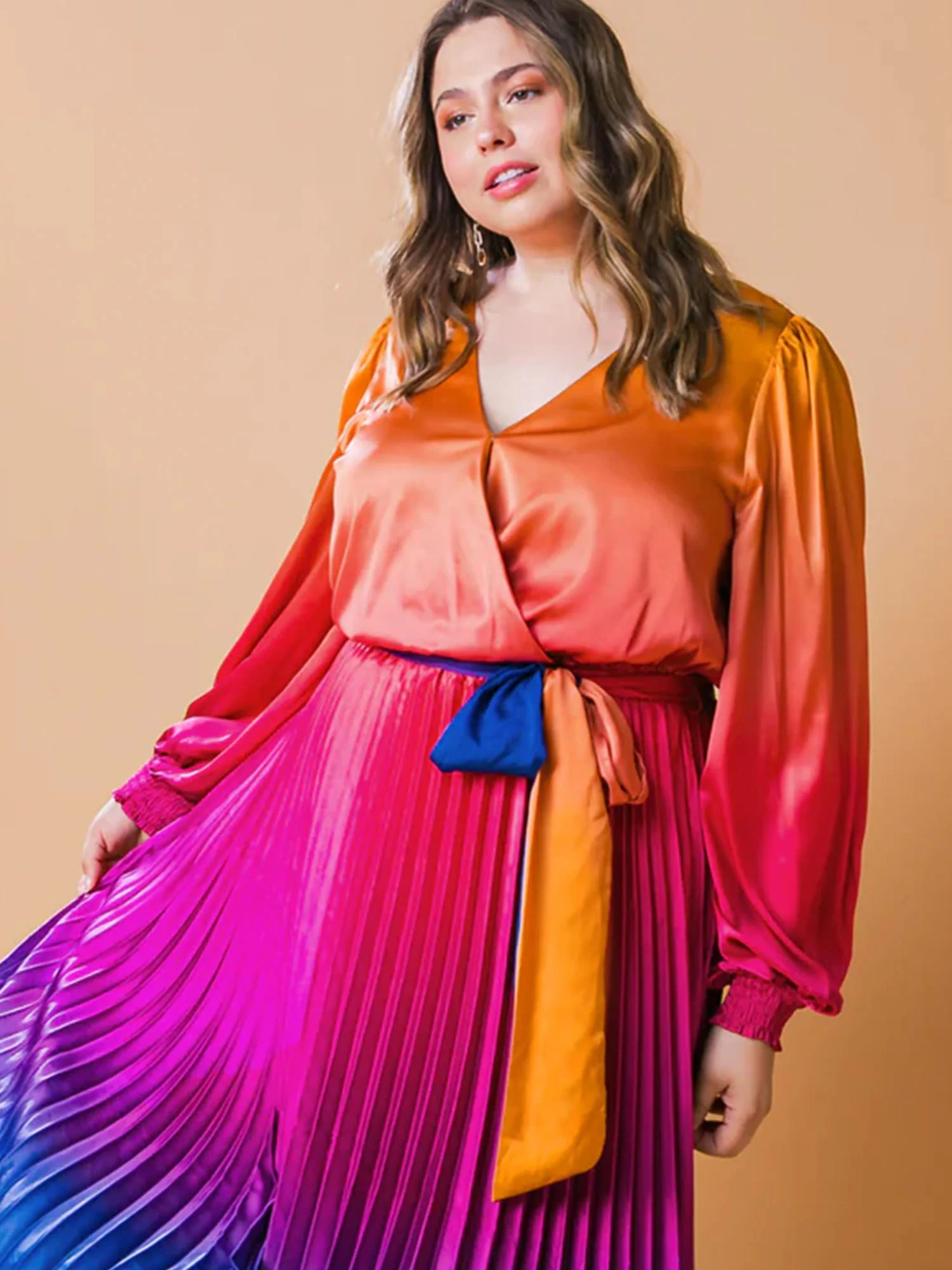 Flying Tomato Plus Multi Ombre Pleated Midi Dress - Brands We Love - Image 3