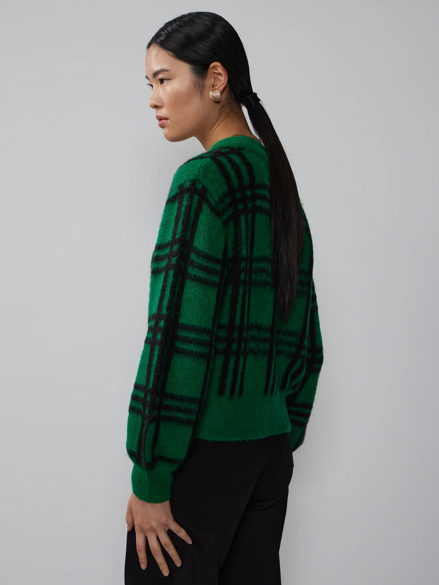 Long Sleeve Plaid Button Front Cardigan - Image 2