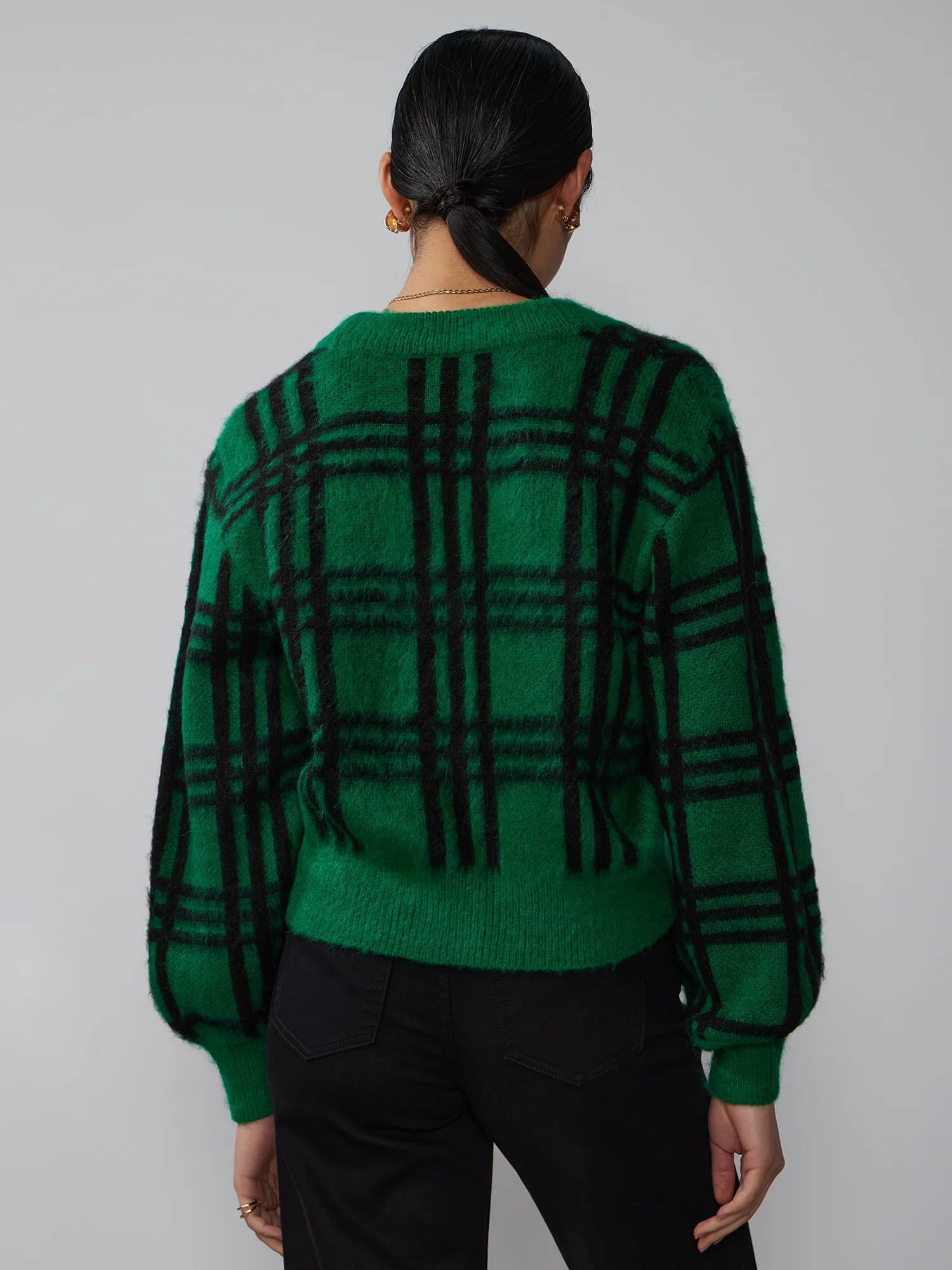 Long Sleeve Plaid Button Front Cardigan - Image 3