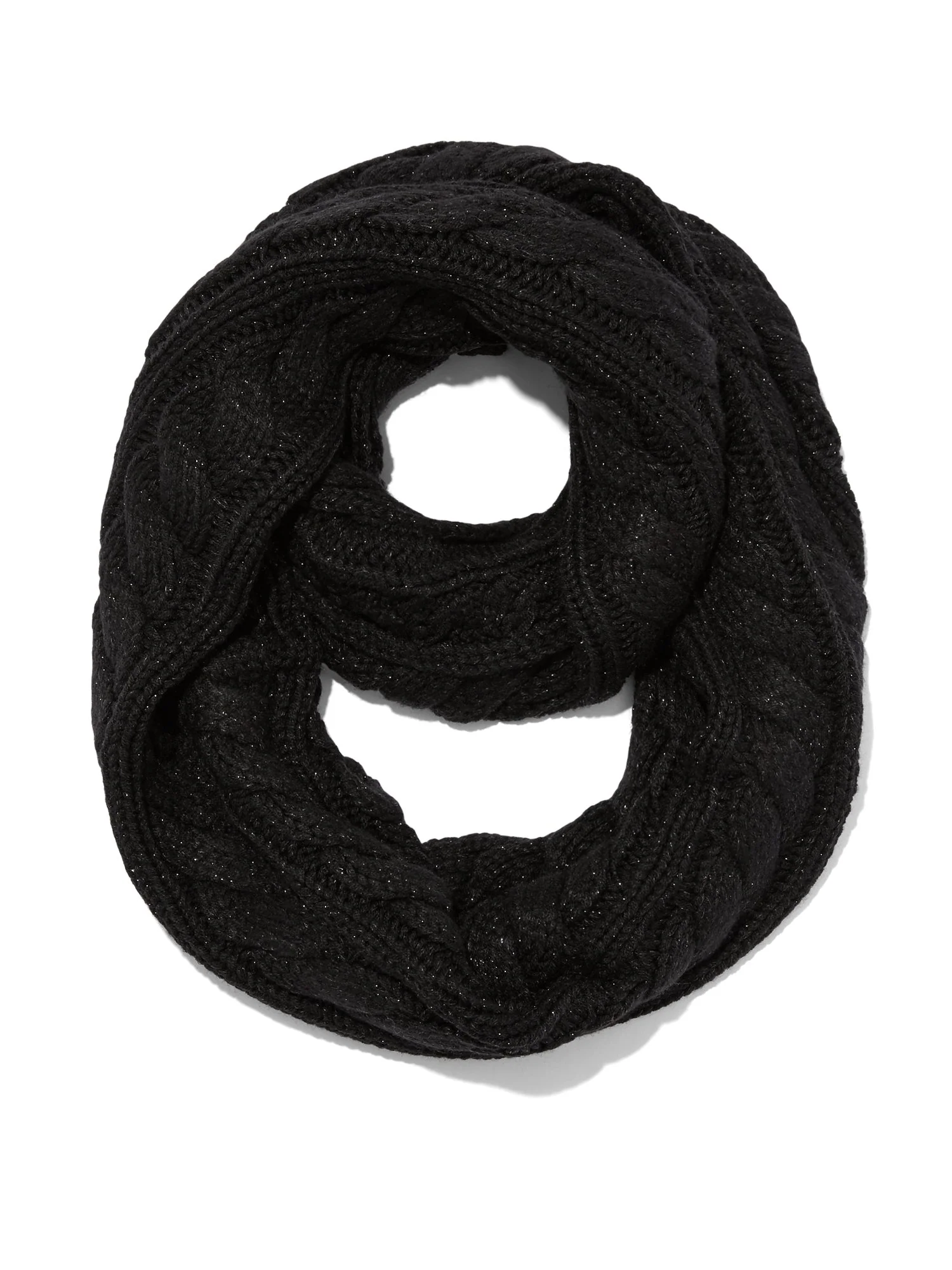 Lurex Cable-Knit Infinity Scarf