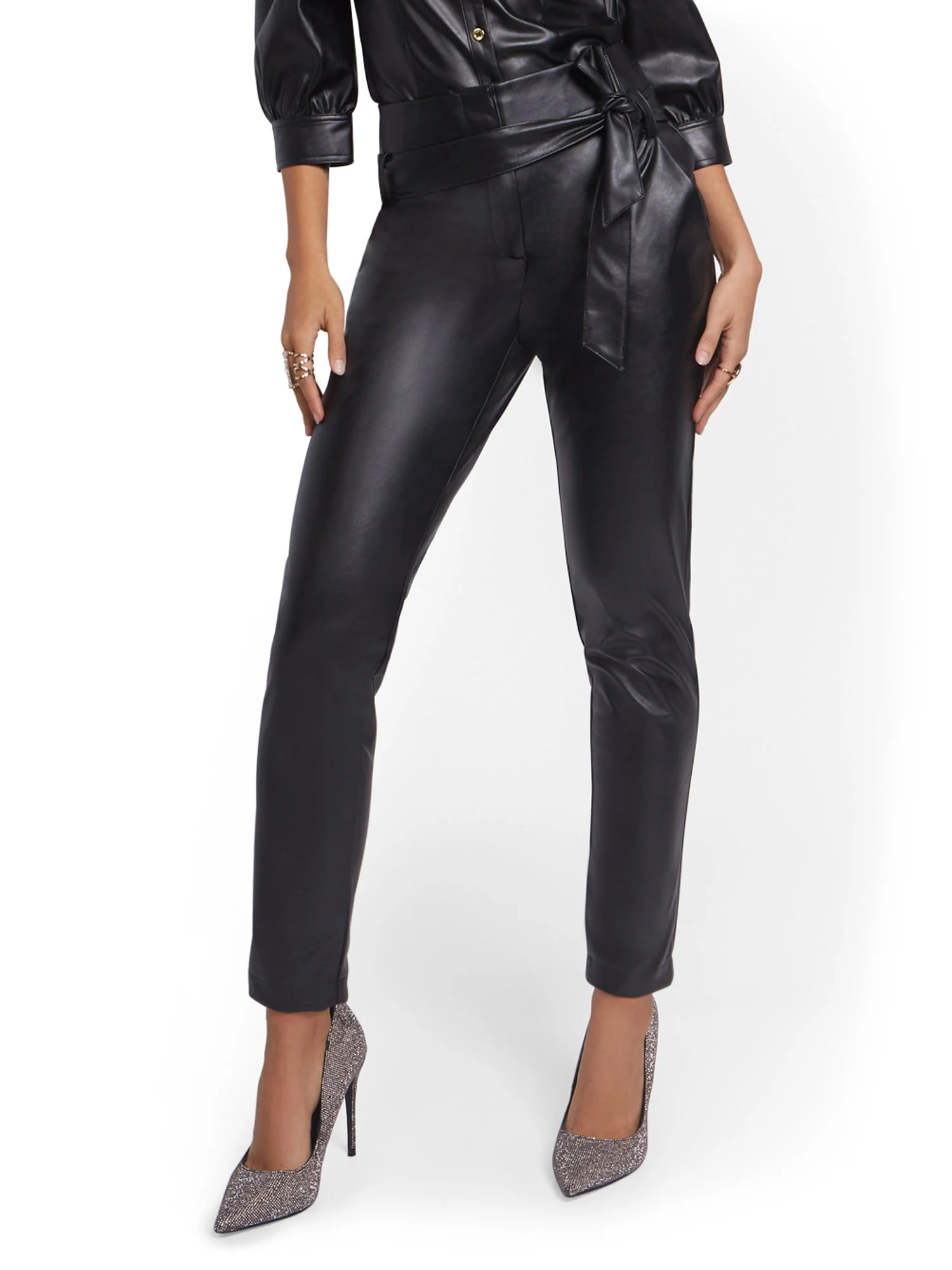 Madie Faux-Leather Slim-Leg Pant