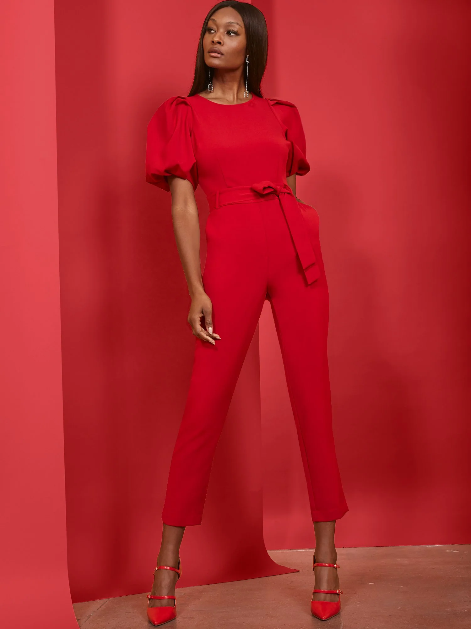 Madie Puff-Sleeve Belted Jumpsuit - 7th Avenue - Image 17