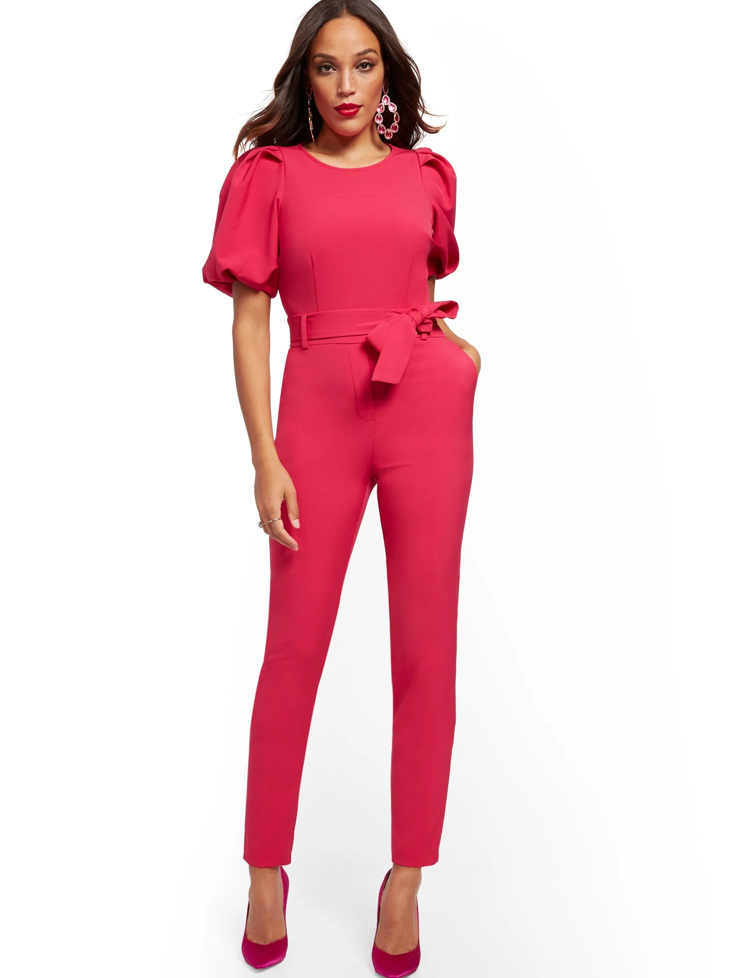 Madie Puff-Sleeve Belted Jumpsuit - 7th Avenue - Image 19
