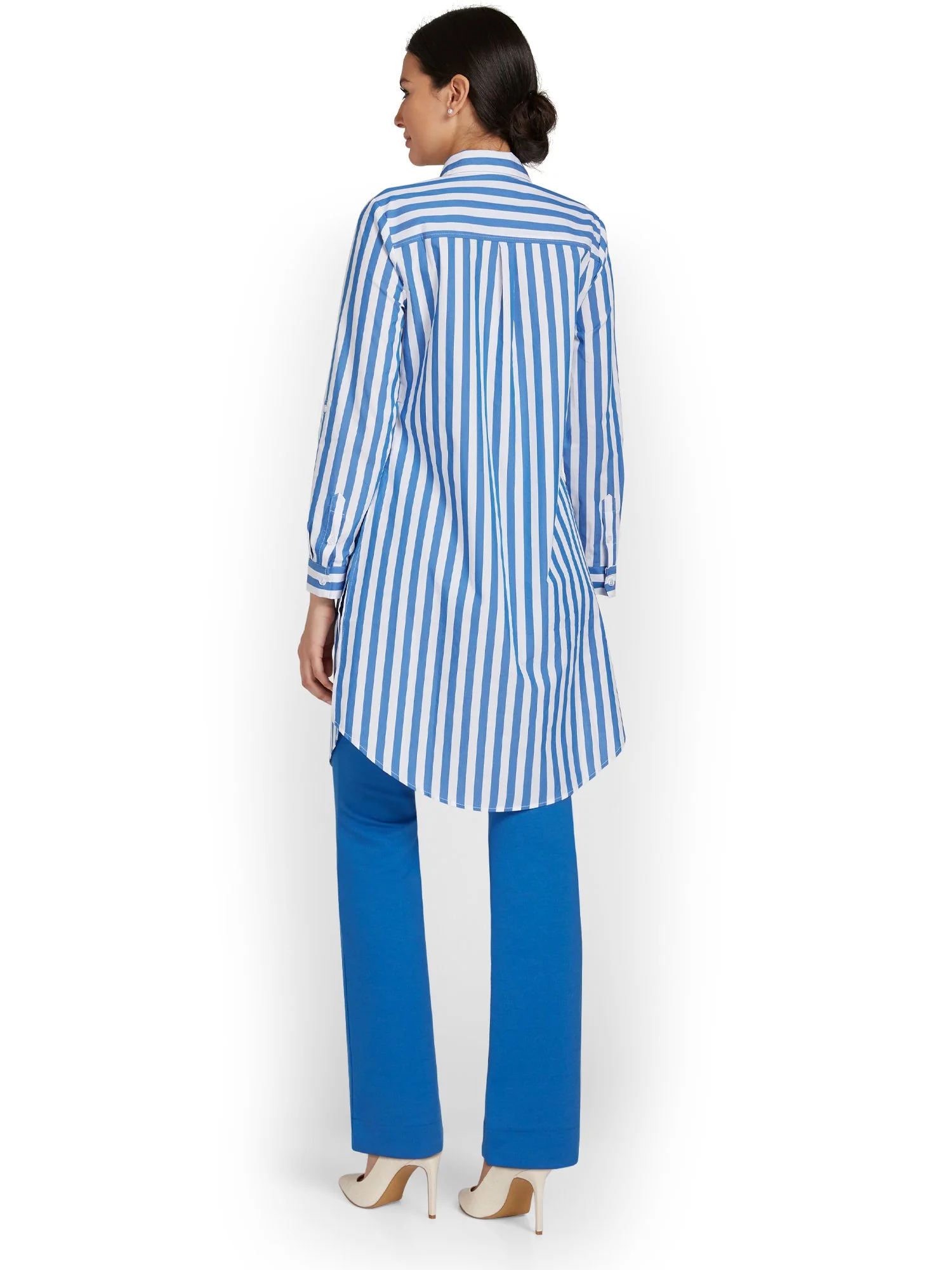 Madison Button-Down Long Tunic Shirt - Stripe - Image 3