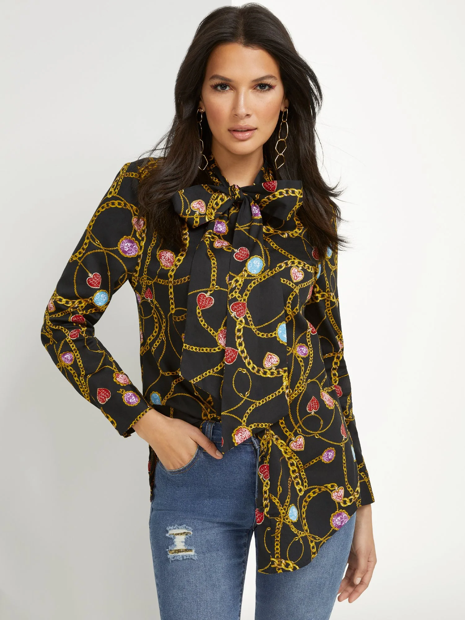 Madison Poplin Tunic Shirt - Jewel-Print - Image 2