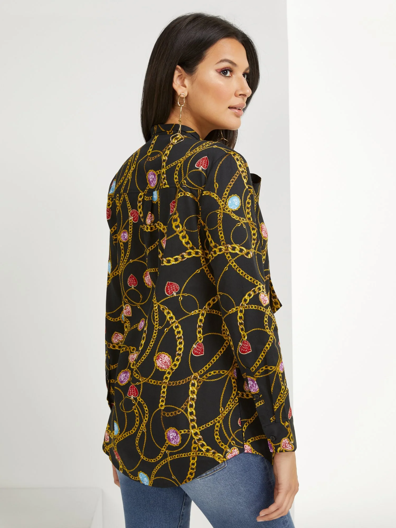 Madison Poplin Tunic Shirt - Jewel-Print - Image 3