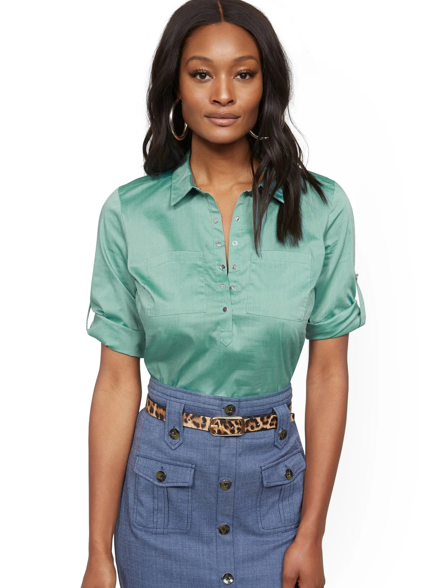 Madison Stretch Shirt - Secret Snap - 7th Avenue - Image 7