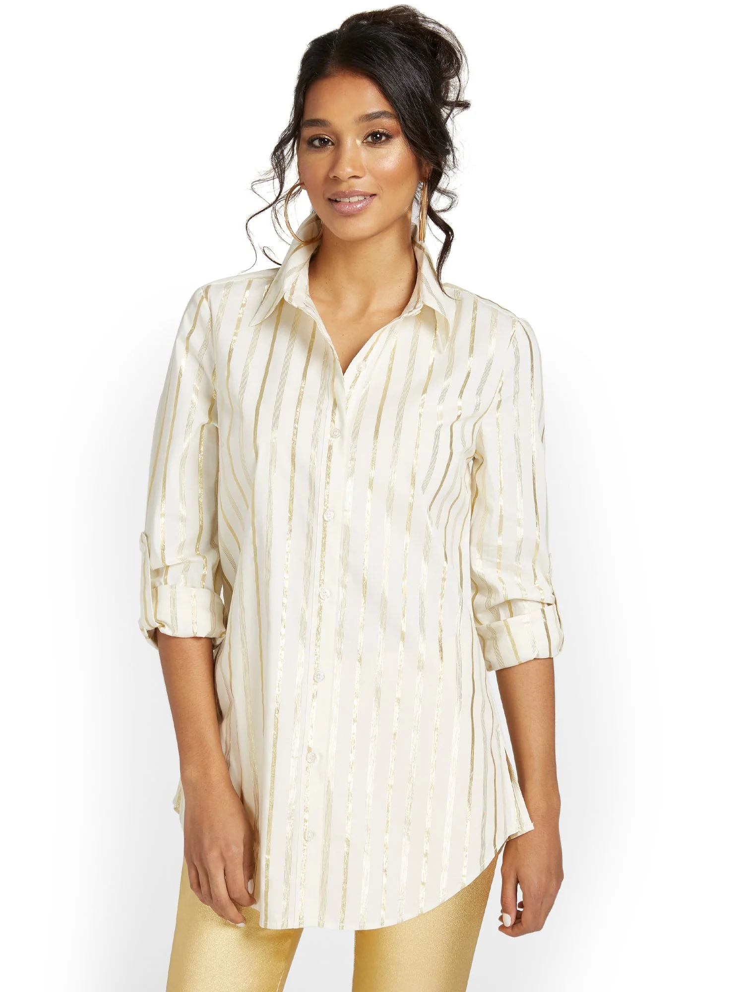 Madison Tunic Shirt - Metallic Stripe - Image 2