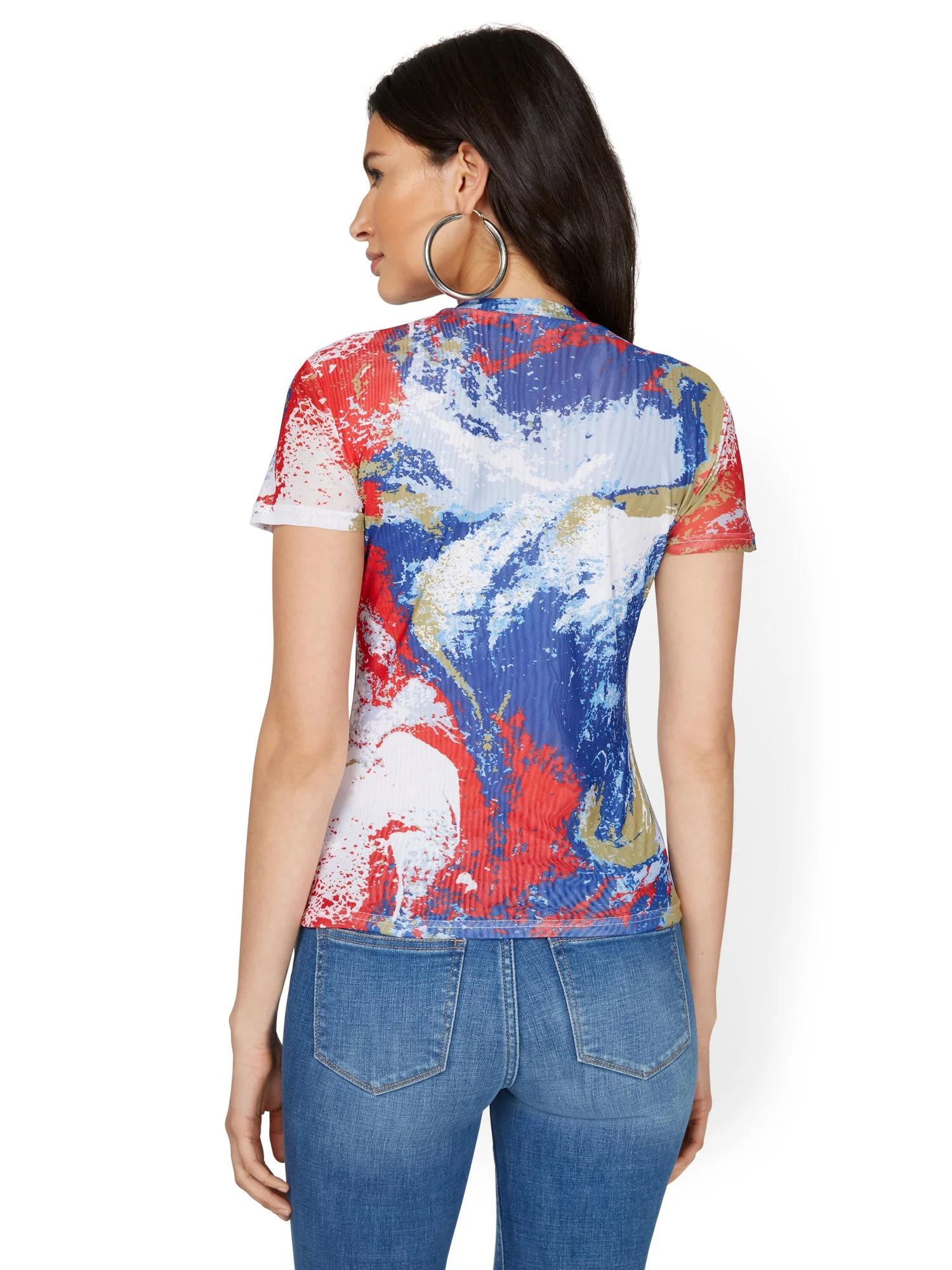 Marble-Print Mesh Tee - Image 3