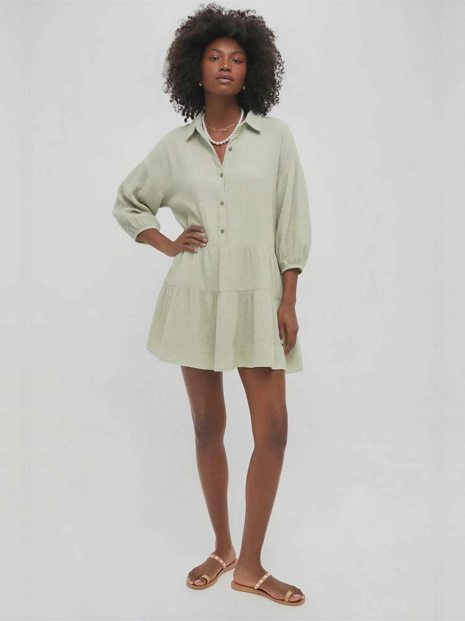 Marin Drop Waist Shift Shirt Mini Dress