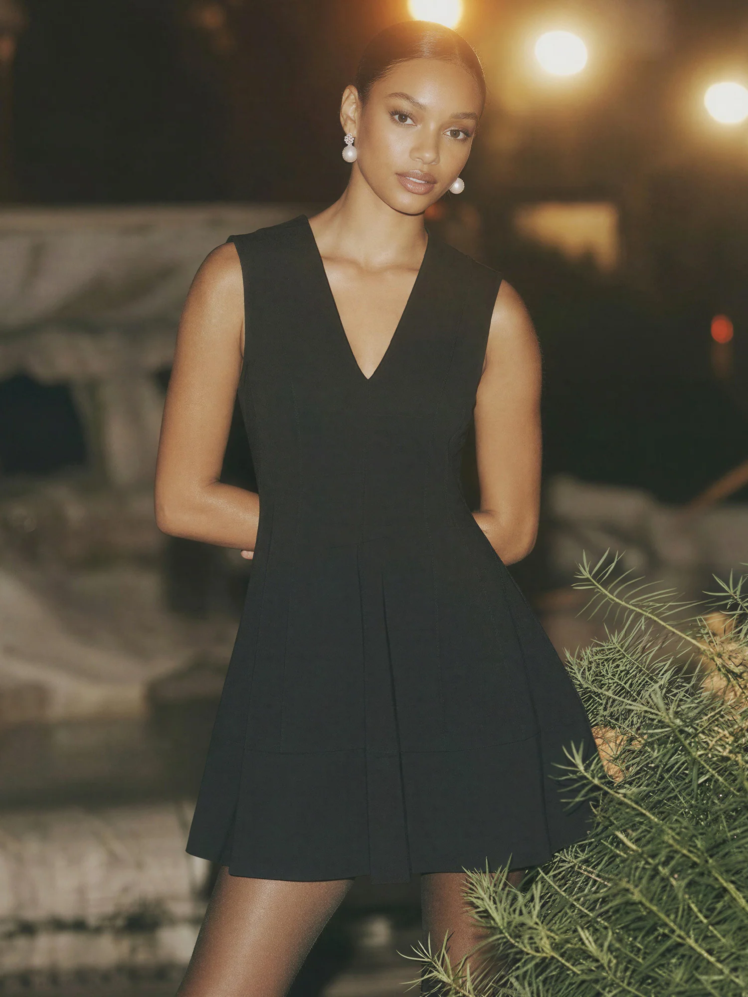 Maxine Sleeveless V Neck Fit & Flare Mini Dress