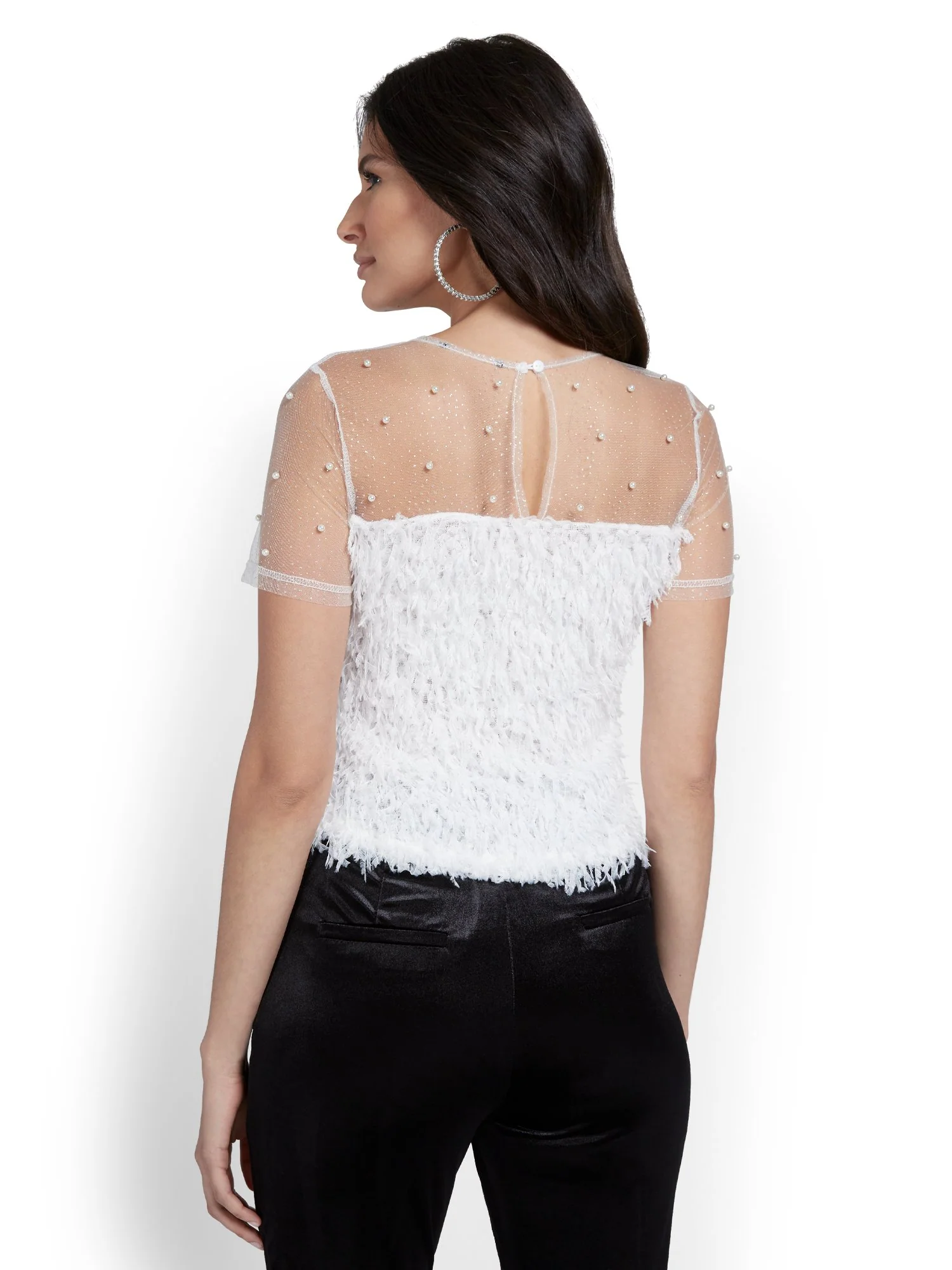Mesh-Inset Feather Top - Image 3