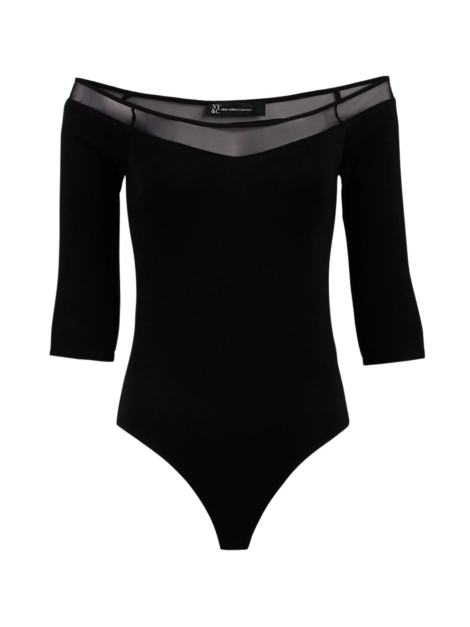 Mesh-Trim Off-The-Shoulder Bodysuit - Image 2