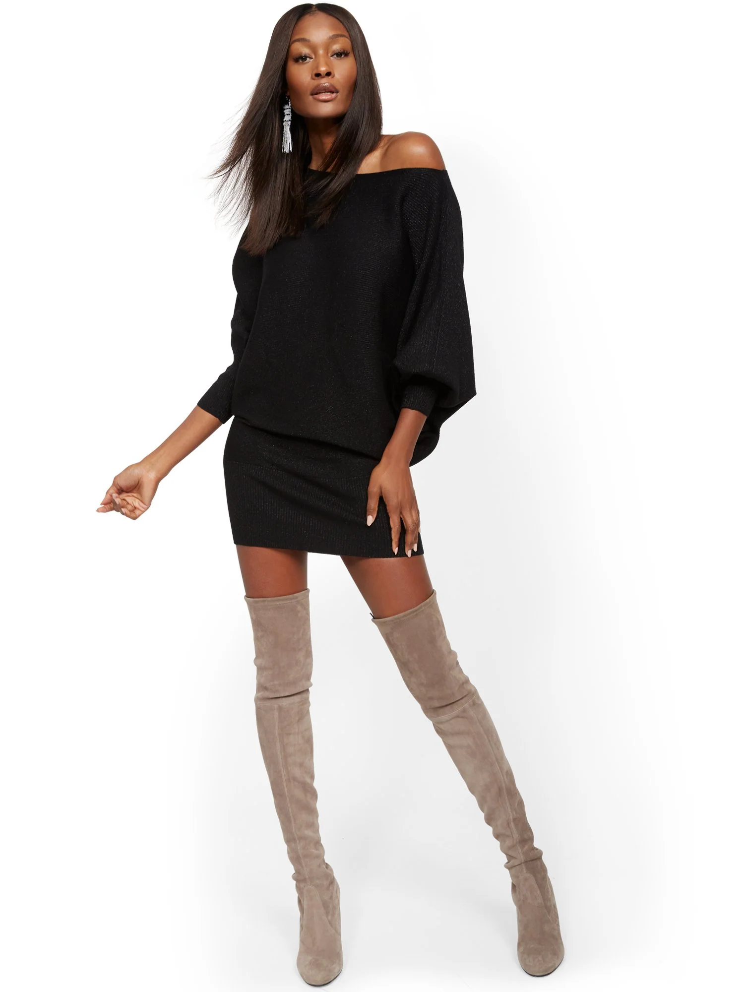 Metallic Dolman Sweater Dress - Image 5