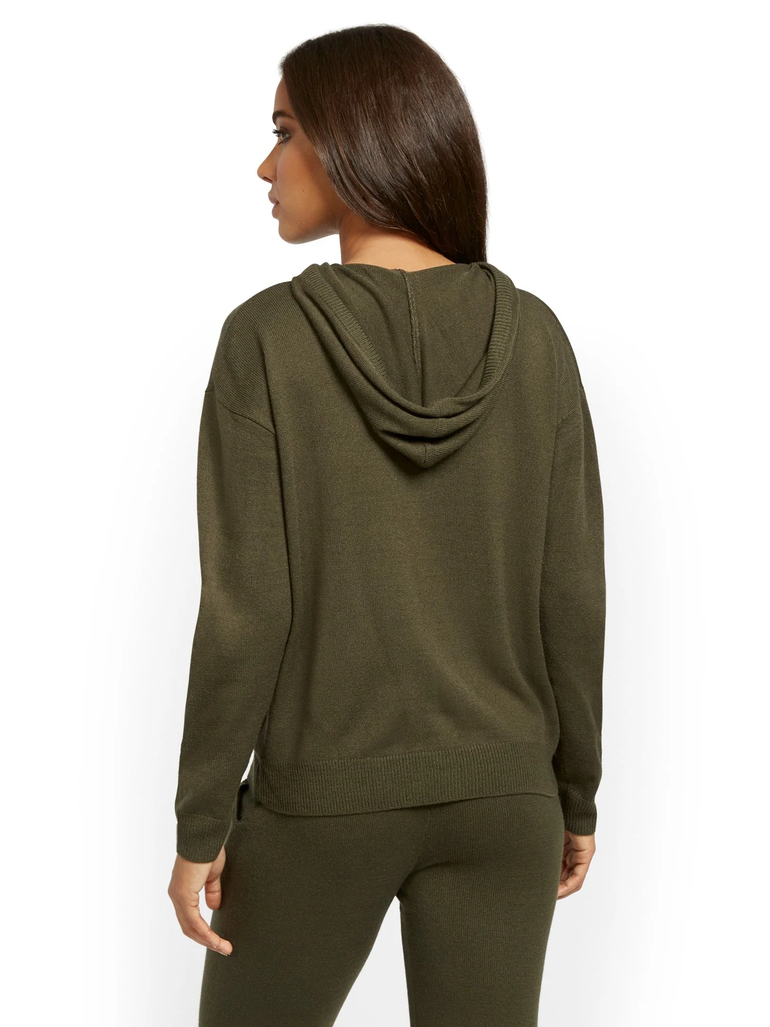 Metallic Drawstring-Tie Hooded Sweatshirt - Image 9