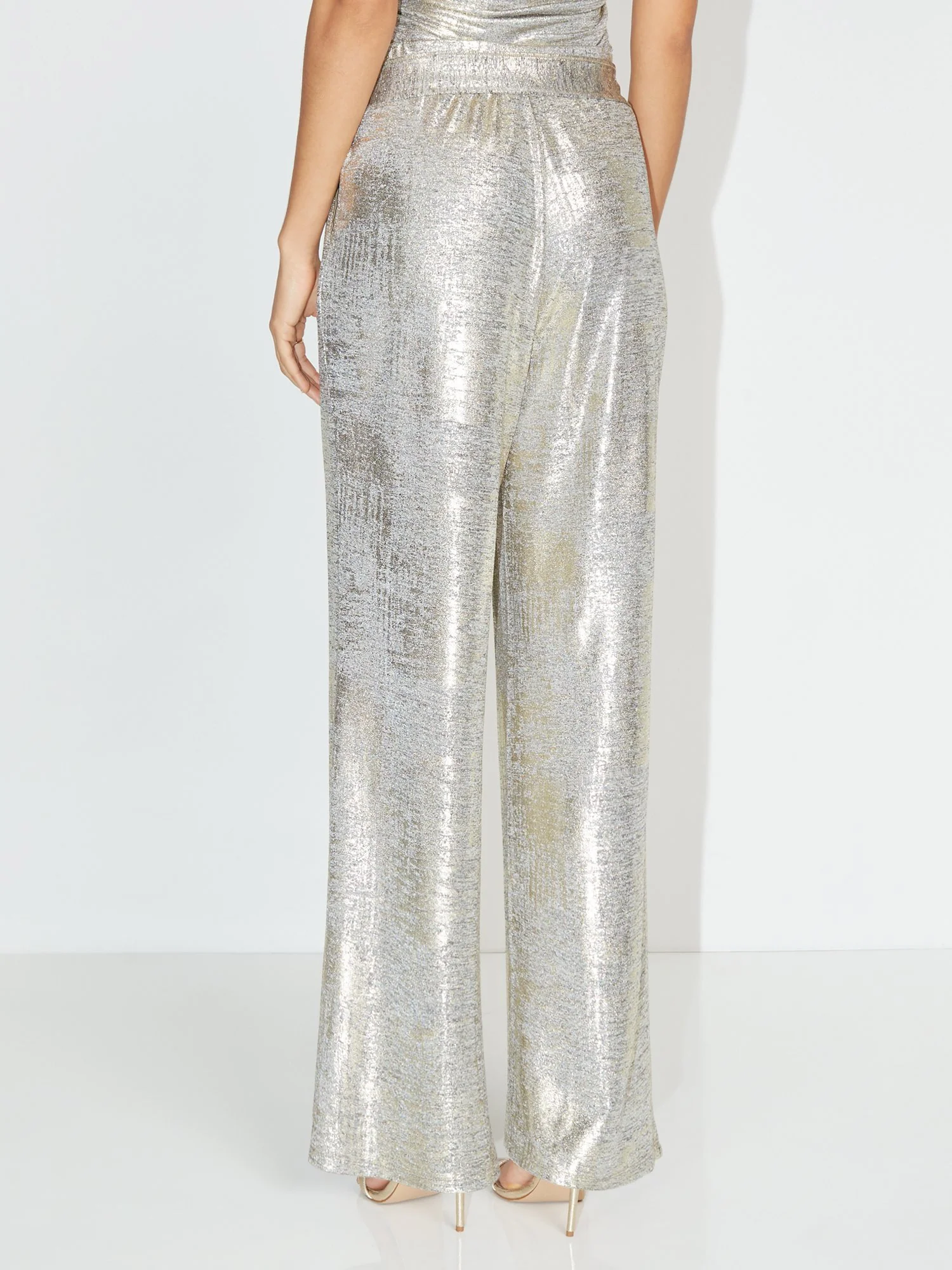 Metallic Waist Tie Wide-Leg Pant - NY&C Style System - Image 3